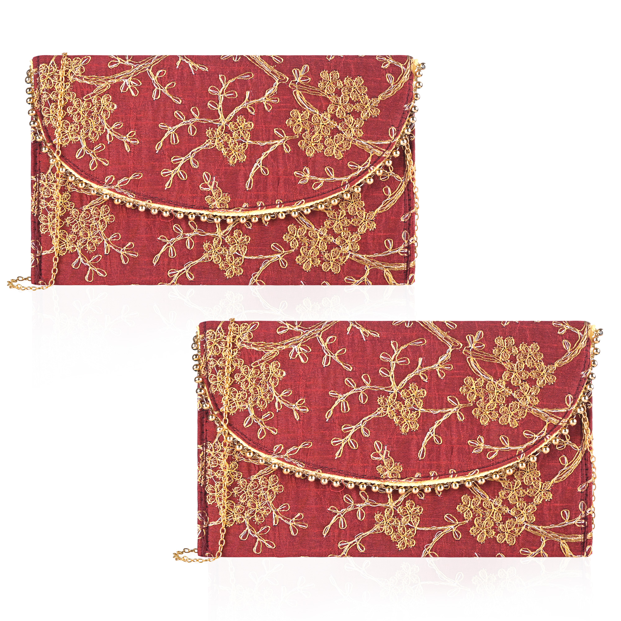 Kuber Industries Polyester Purse for Women with Magnetic Closure  Lightweight  Compact Ladies Purse for Travelling Party Wedding  Events  Moti Design - Maroon