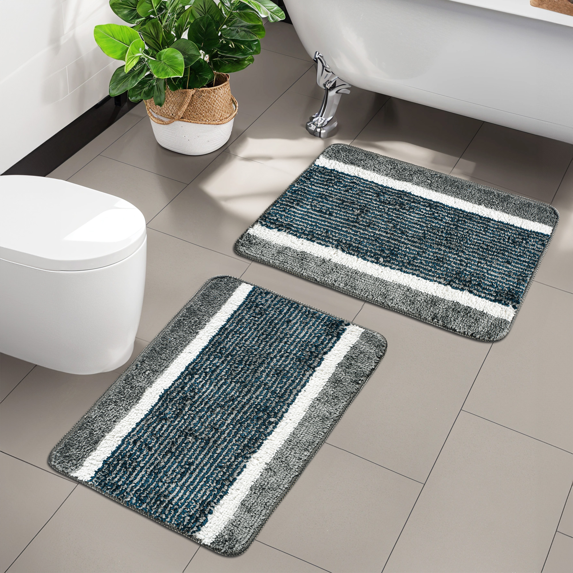 Kuber Industries Microfiber 40x60 cm Door Mats for Home  Floor Mat for Living Room Bedroom Bathroom  Office  Kitchen Mats for Floor Anti Slip  Lining - Grey