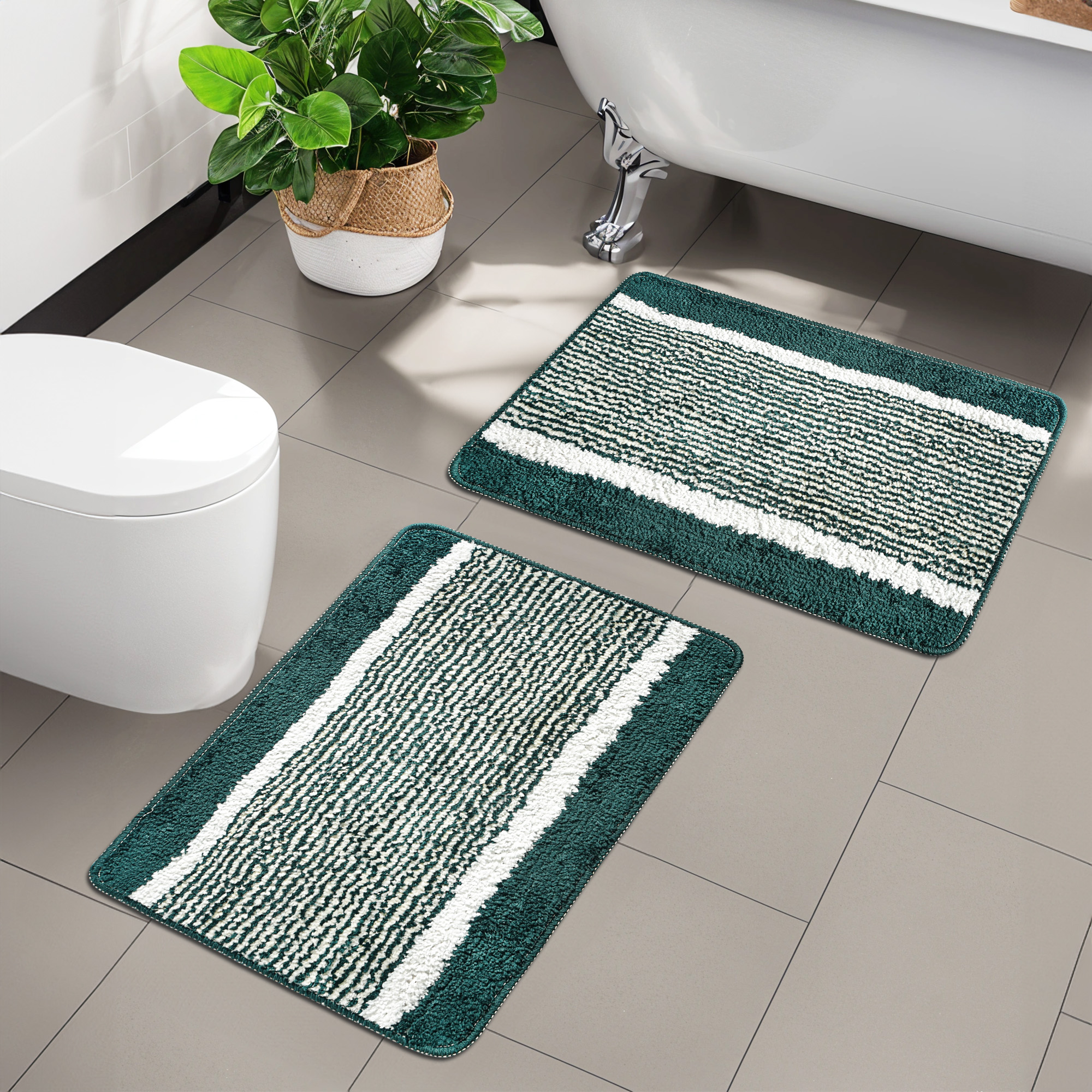 Kuber Industries Microfiber 40x60 cm Door Mats for Home  Floor Mat for Living Room Bedroom Bathroom  Office  Kitchen Mats for Floor Anti Slip  Lining - Green
