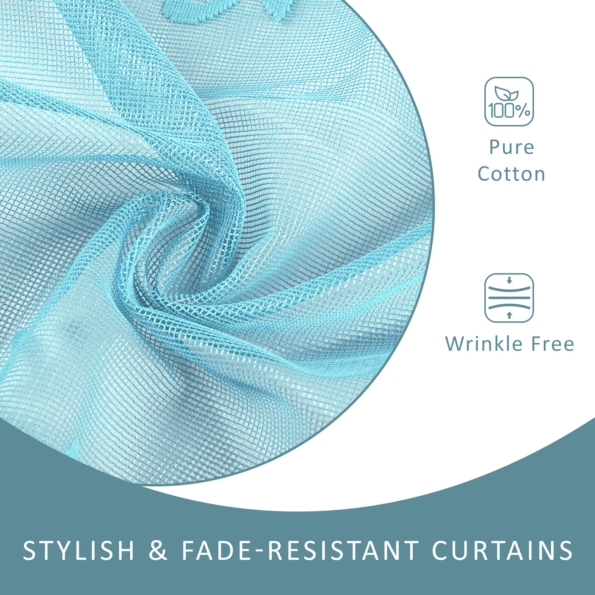 Kuber Industries 5 Feet Decorative Net Curtain for Windows  Khidki Ke Parde for Living Room Home  Office  Screen Parde for Door Balcony  Open Kitchen  Floral Embroidery - Aqua Green
