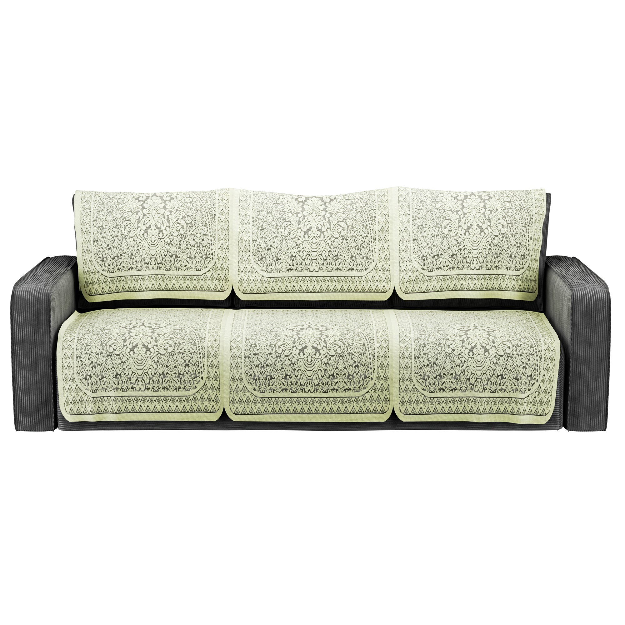 Kuber Industries Set of 4 Durable 2 Seater Sofa Covers for Living Room  Machine Washable Sofe ke cover for Protection  Comfort  Floral Design - Cream  Brown