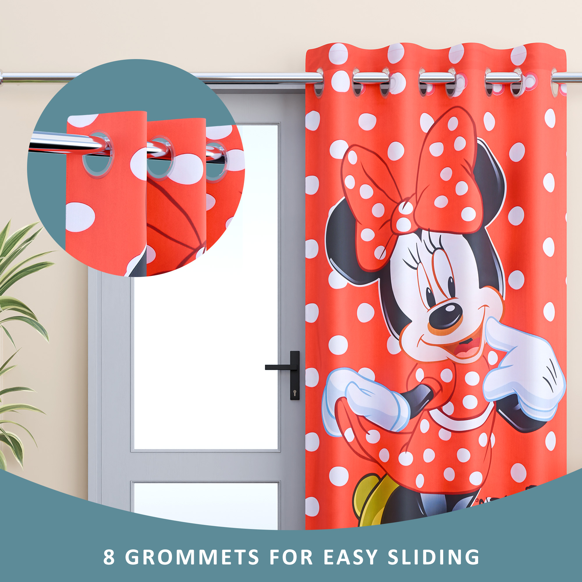 Kuber Industries Decorative Door Curtains 7 Feet for Home  Living Room with Eyelet Rings  Aesthetic Pardaa  Door Decoration Sheet Curtain  Disney Mickey Print - Red