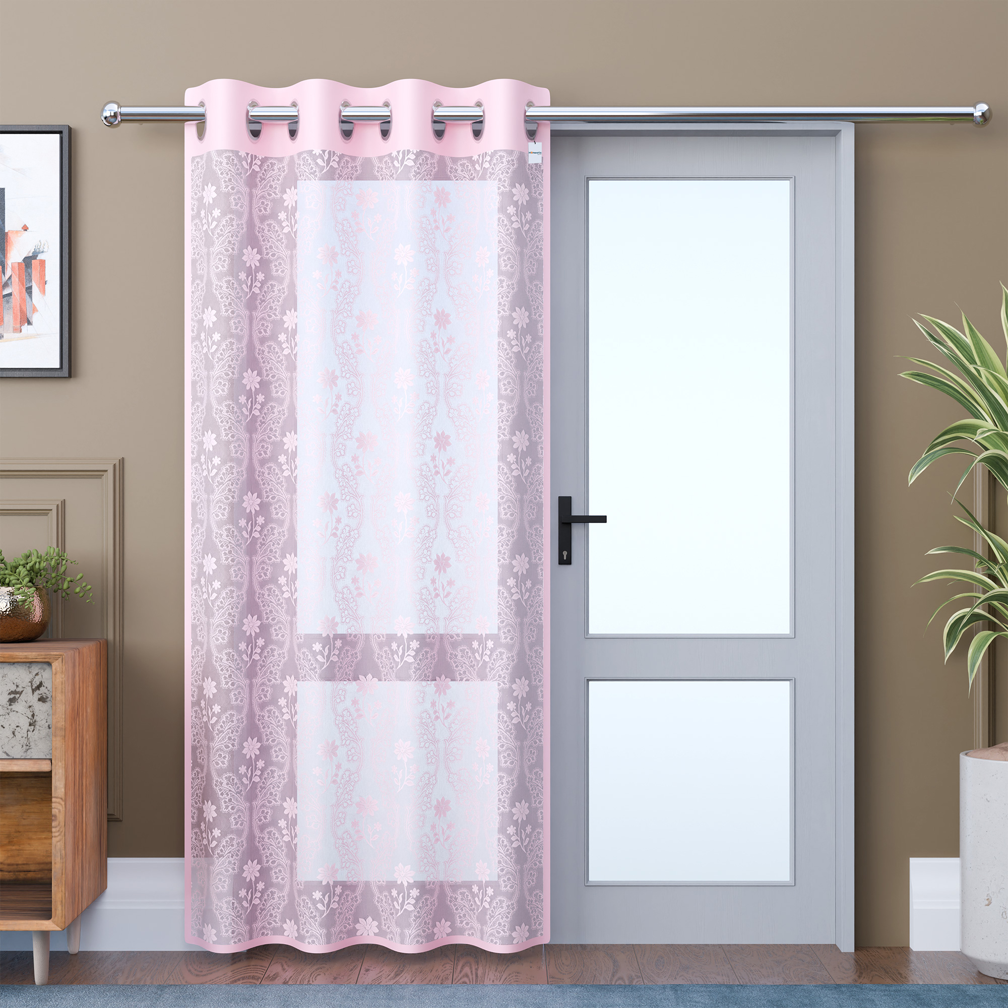 Kuber Industries Decorative Door Curtains 7 Feet for Home  Living Room with Eyelet Rings  Aesthetic Pardaa  Door Decoration Sheet Curtain  Plain - Light Pink