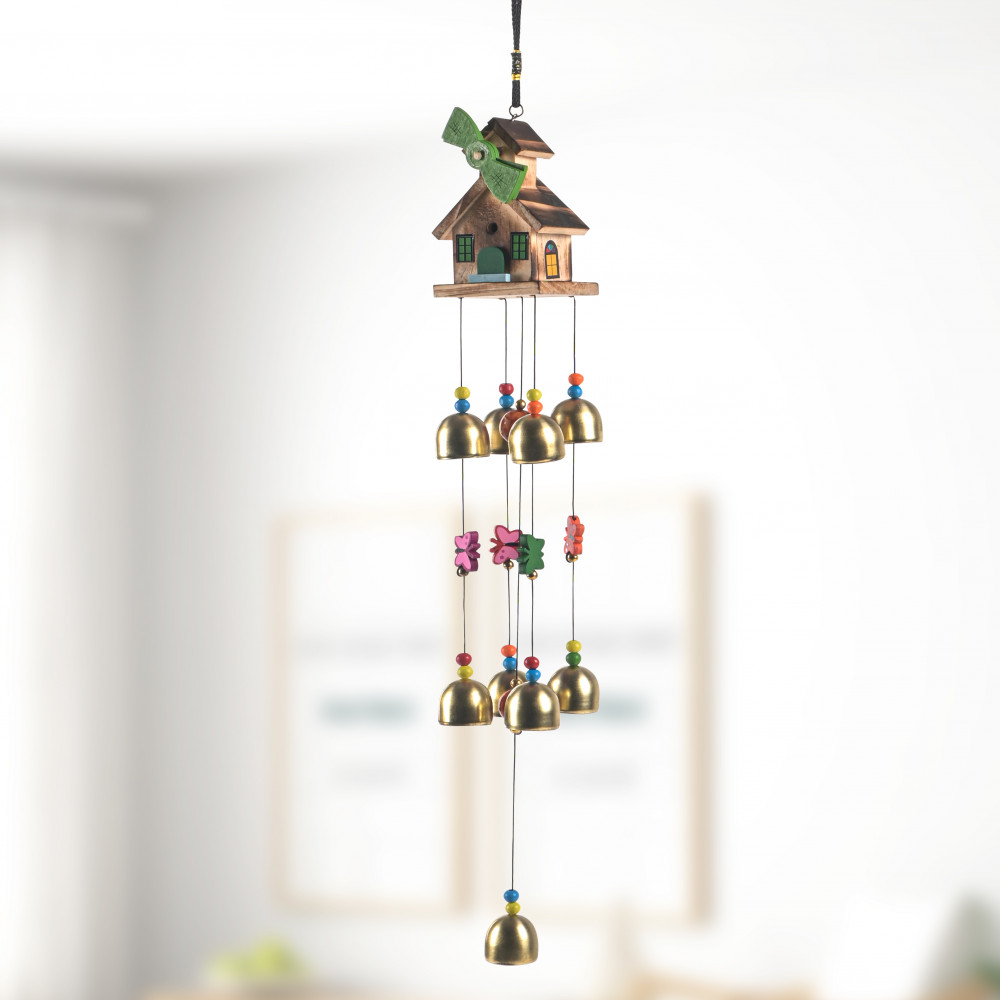 Image of Feng Shui Wind Chimes for Balcony, Living Room and Bedroom | Wind Chimes for Home Positive Energy | Hanging Bells for Home Decoration | Golden