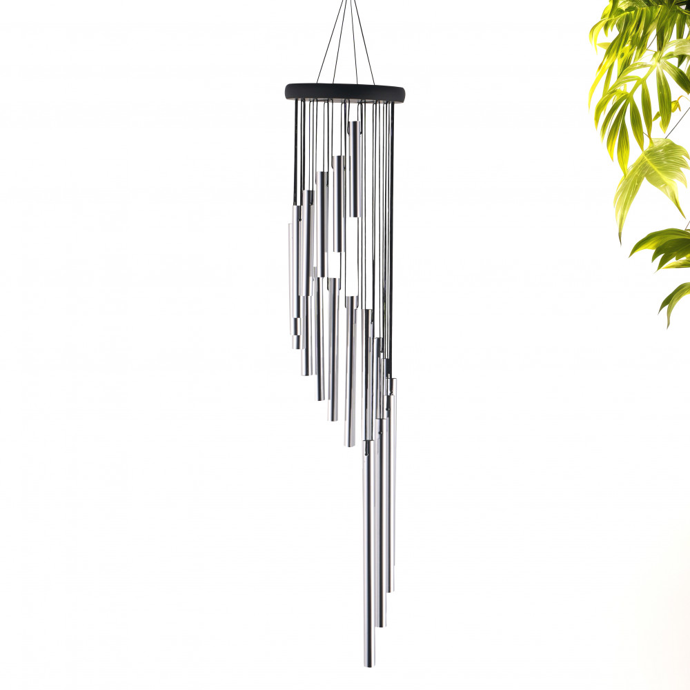Image of 18 Pipes Musical Wind Chimes for Balcony | Aluminium Wind Chimes for Home Positive Energy for Living Room | Home Decor Hanging Items | Silver