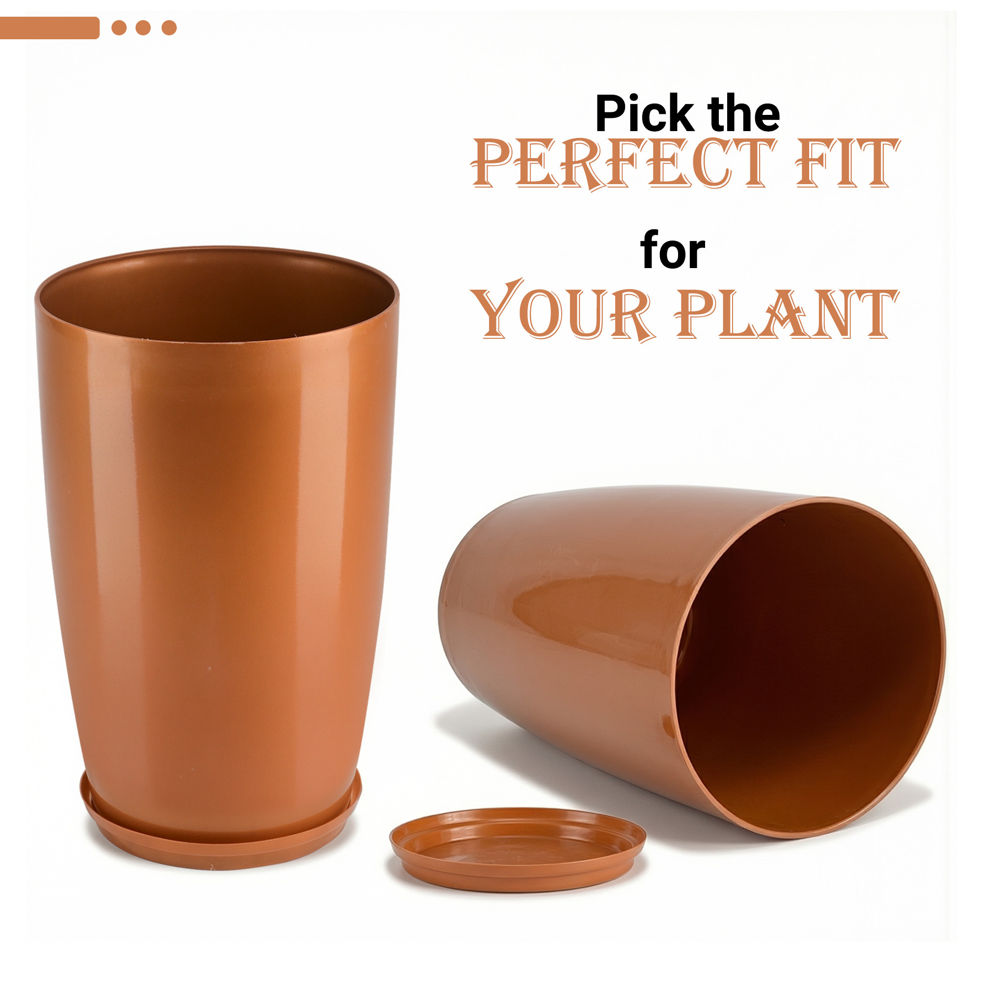 18 Inch Big PlantersVase with Saucer for Home Decor  Large Outdoor  Indoor Flower PotDrainage HoleLightweightPlant Container  Copper