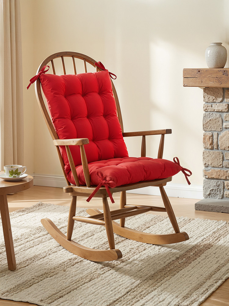 Image of 18x36 Inch Microfiber Comfy Long Rocking Chair Pad/Floor Cushion with Ties | Comfortable Sitting Large Pillows Seating for Adults | Maroon