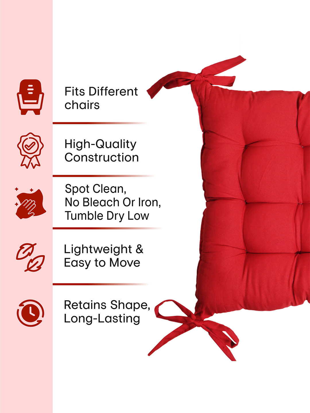 18x36 Inch Microfiber Comfy Long Rocking Chair PadFloor Cushion with Ties  Comfortable Sitting Large Pillows Seating for Adults  Maroon