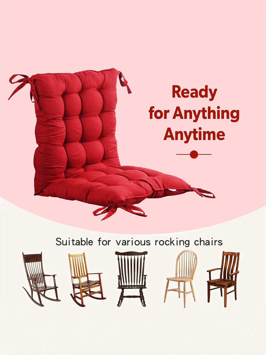 18x36 Inch Microfiber Comfy Long Rocking Chair PadFloor Cushion with Ties  Comfortable Sitting Large Pillows Seating for Adults  Maroon