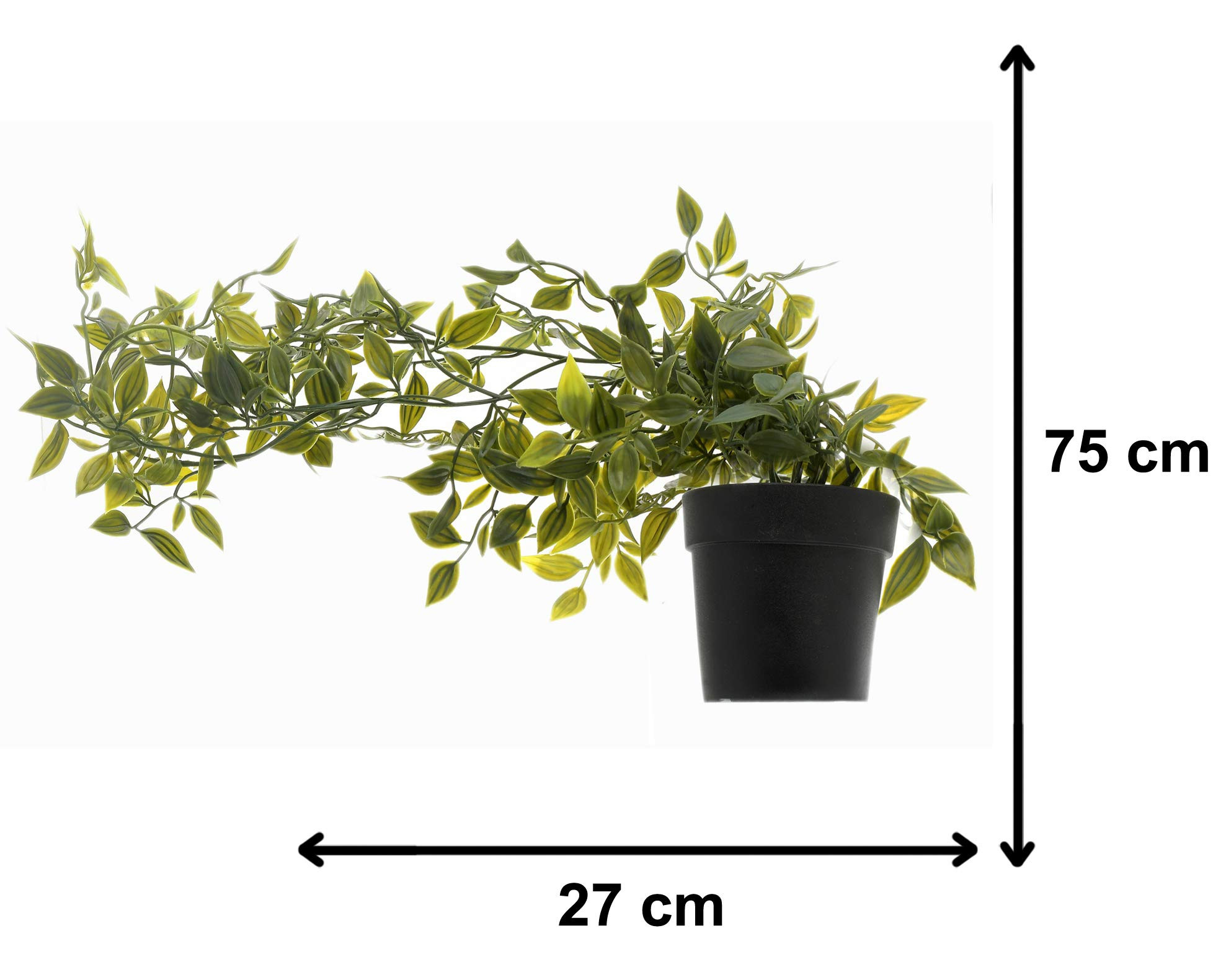 2 Pcs Artificial Vine Plant Small Potted in Black Pot Plastic Fake Green Vine for Office Home Decor Faux Plant for Hanging Baskets Green-KUBMART11605