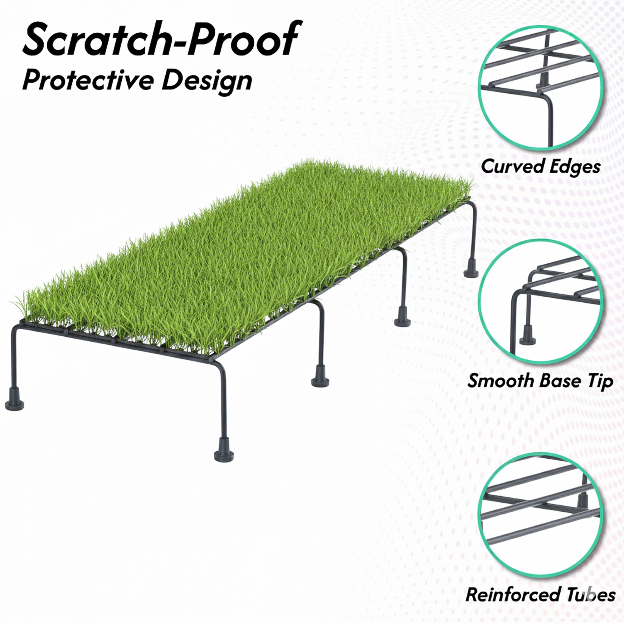 2 Pcs Metal 24 Inch Planter Stand with Green Grass Included  Decorative Plants Pot Holder for Balcony Garden Home Indoor  Outdoor  Black