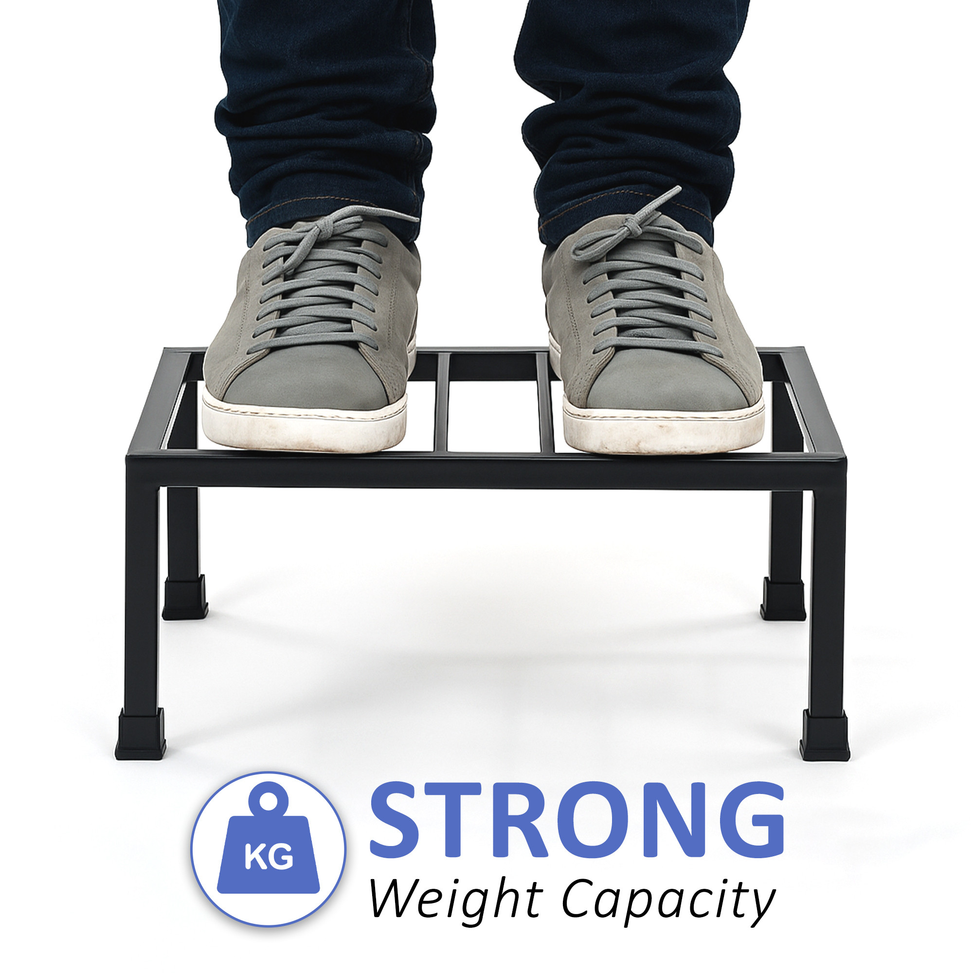 2 Pcs Square Metal Planter Stand with Green Grass Truf Included Rust-Proof Small Flower PotPlants Holder for Indoor and Outdoor  Black