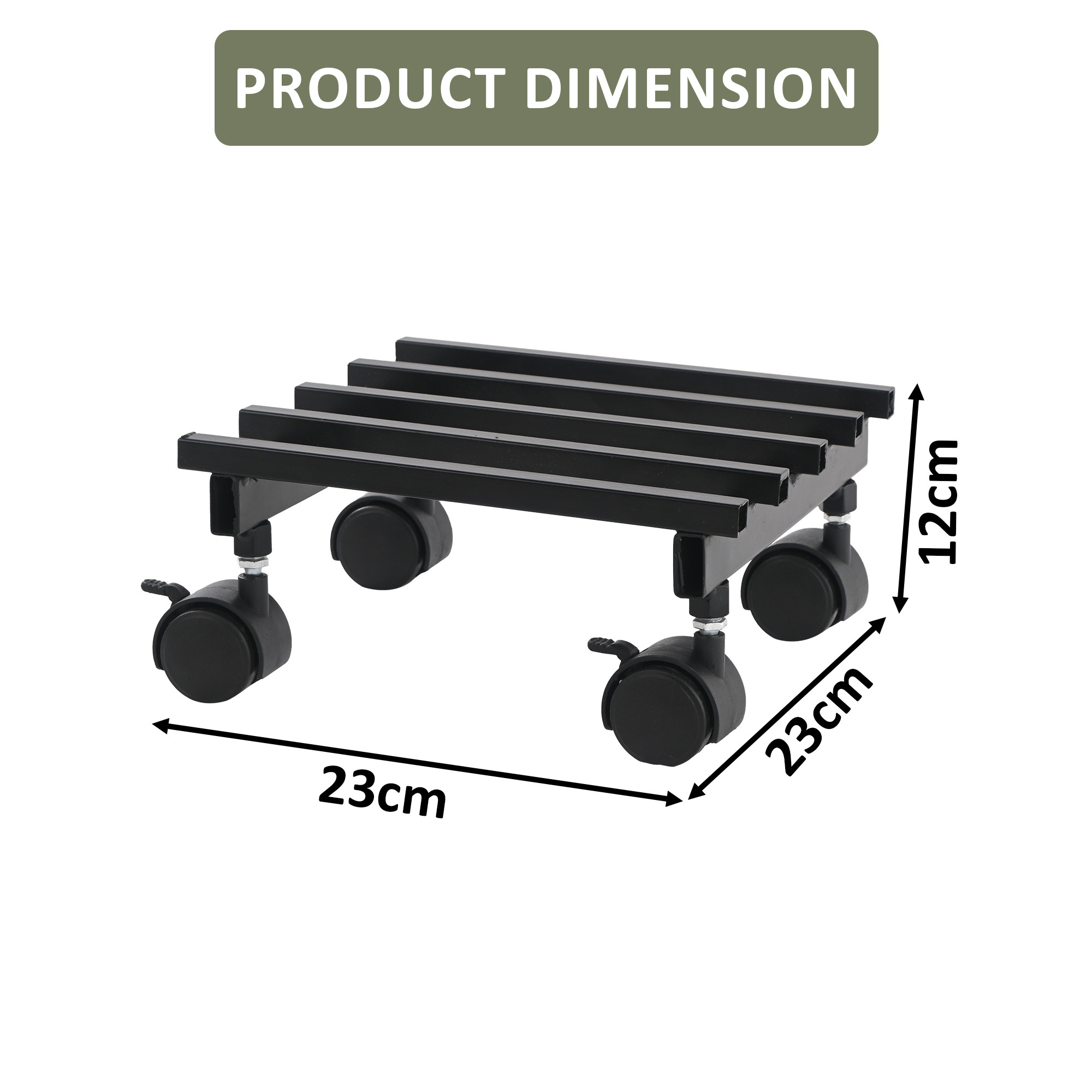 2 Pcs Square Metal Planter Stand with Wheels for Home  Rust-Proof Rolling Flower Pot Stand for Indoor and Outdoor  Black