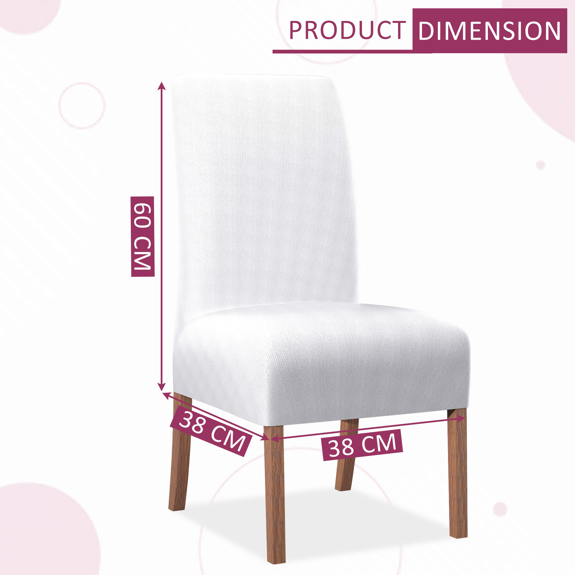 2 Pcs Stretchable Tea Table Chair Cover  Easy To Install  Machine Washable Chair Protector Seat Slipcover For Kitchen  Living Room  Plain - White