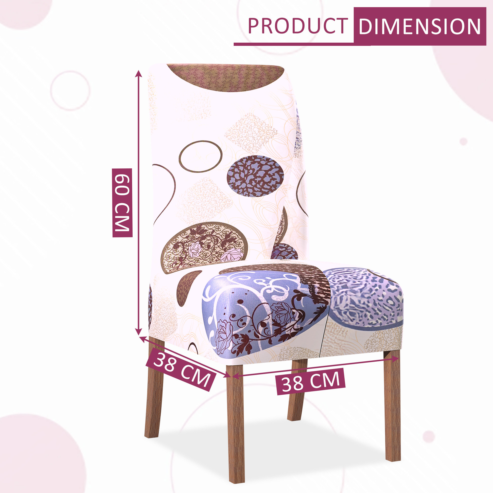 2 Pcs Stretchable Tea Table Chair Cover  Easy To Install  Machine Washable Chair Protector Seat Slipcover For Kitchen  Living Room  Gola Print - Cream