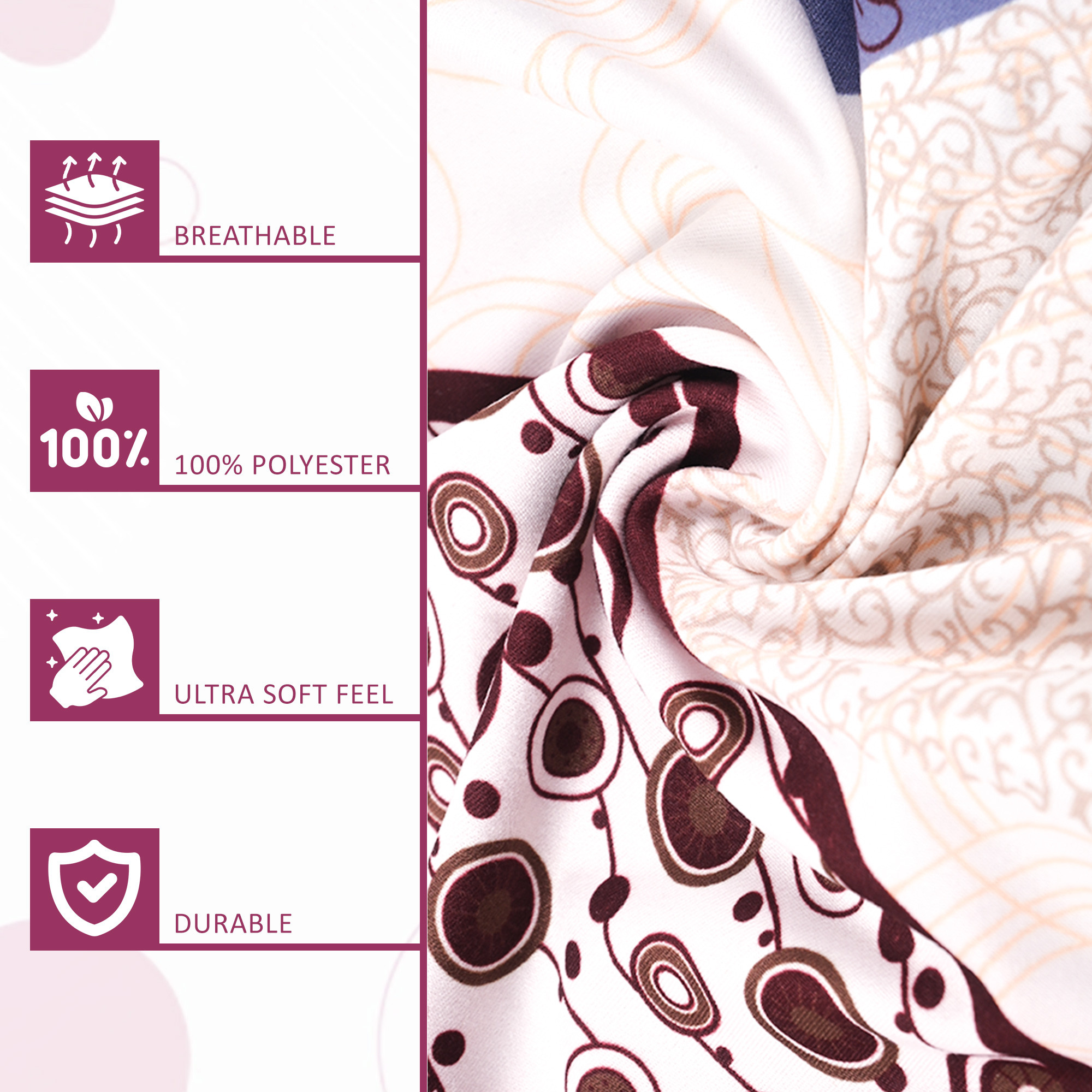 2 Pcs Stretchable Tea Table Chair Cover  Easy To Install  Machine Washable Chair Protector Seat Slipcover For Kitchen  Living Room  Gola Print - Cream