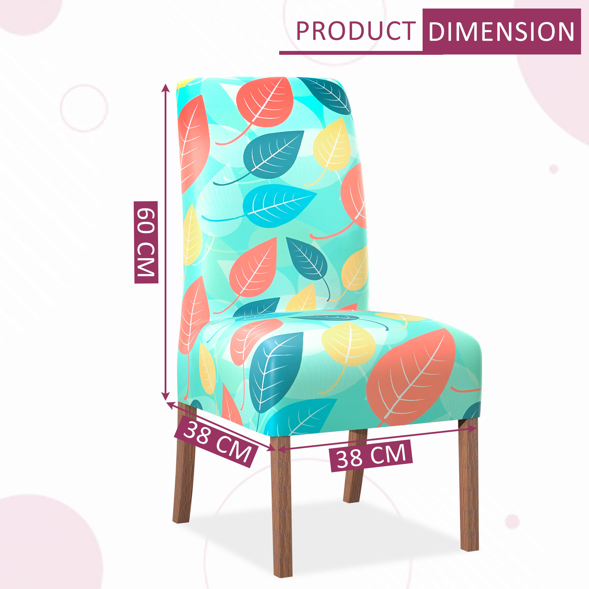 2 Pcs Stretchable Tea Table Chair Cover  Easy To Install  Machine Washable Chair Protector Seat Slipcover For Kitchen  Living Room  Multileaf - Green