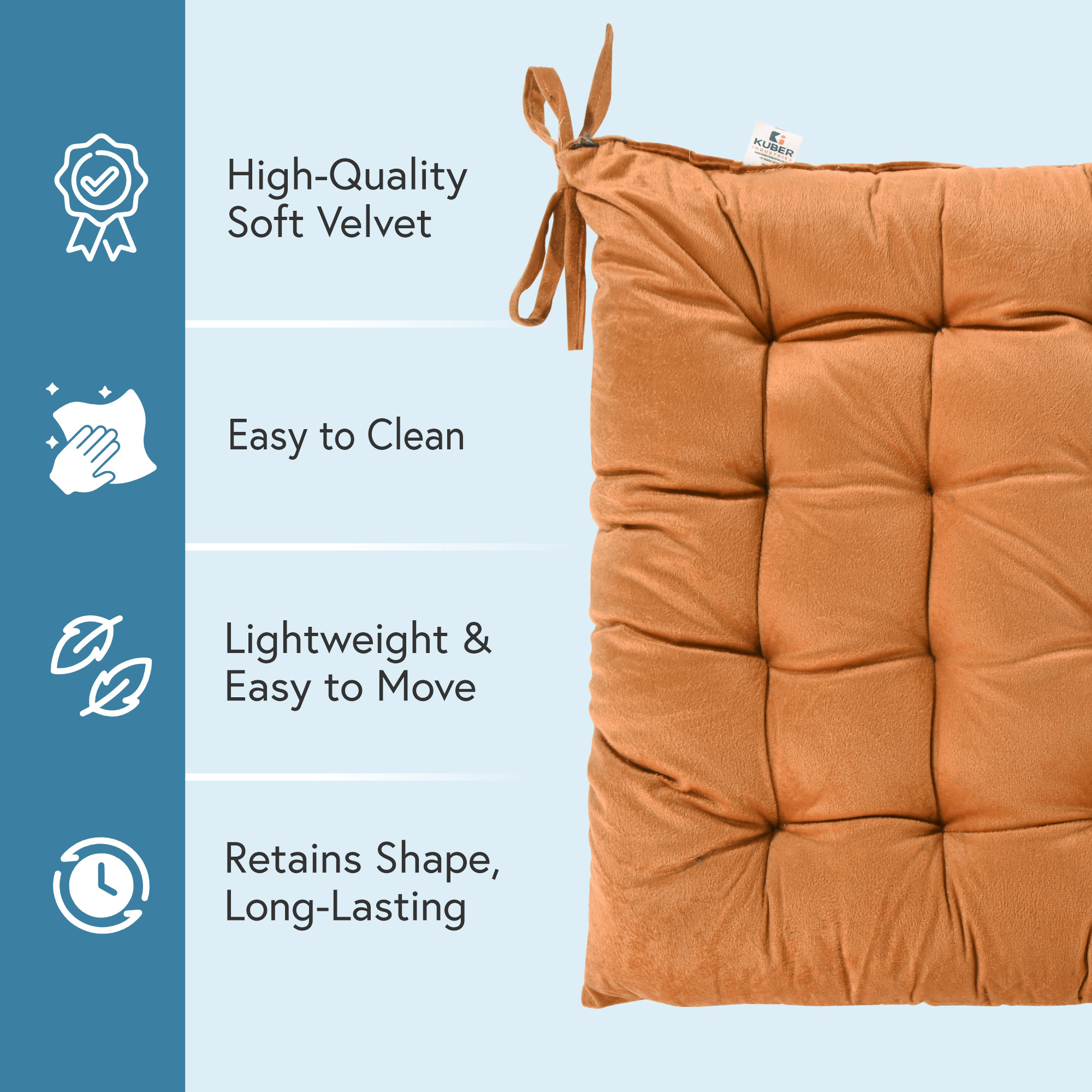 24 Inch Square Velvet Cozy Floor Cushion Pad with Straps  Tatami Tufted Cushion  Comfortable Sitting Large Pillows Seating for Adults  Golden