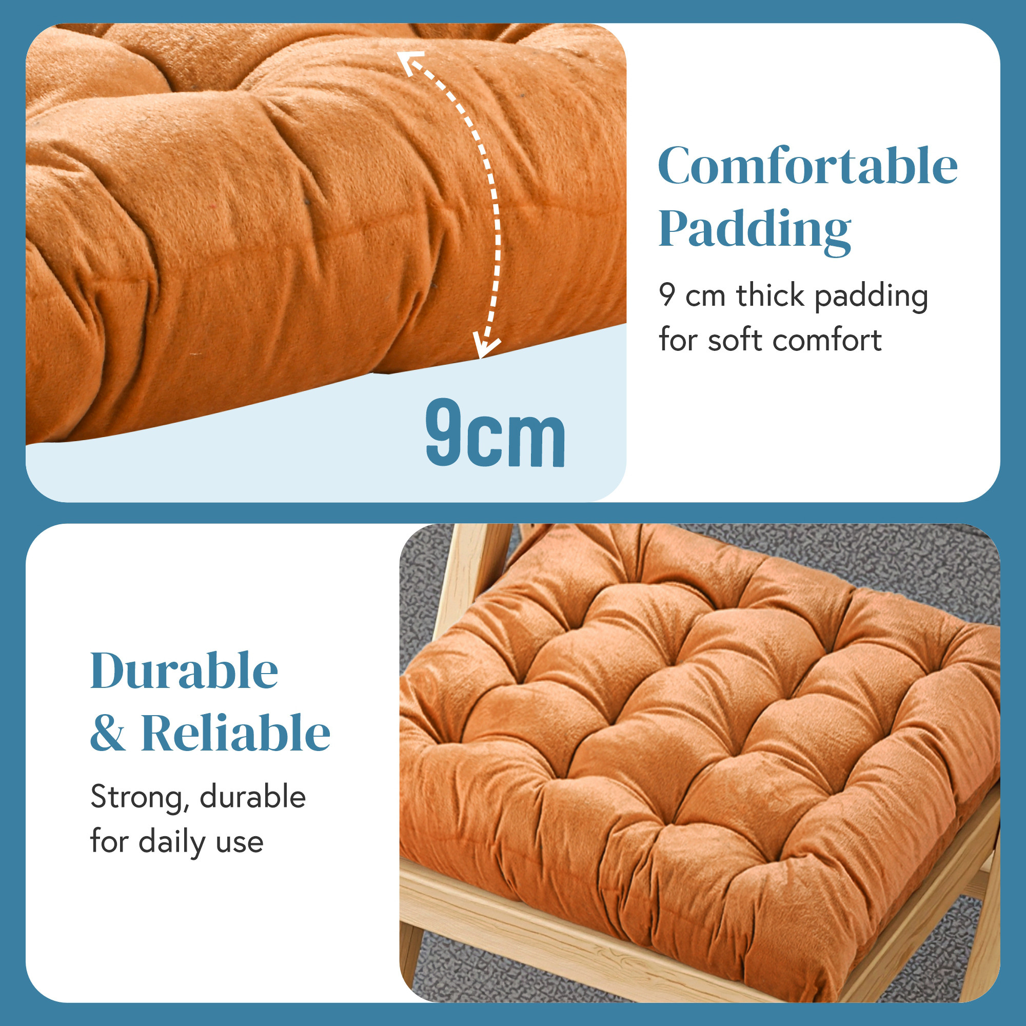 24 Inch Square Velvet Cozy Floor Cushion Pad with Straps  Tatami Tufted Cushion  Comfortable Sitting Large Pillows Seating for Adults  Golden