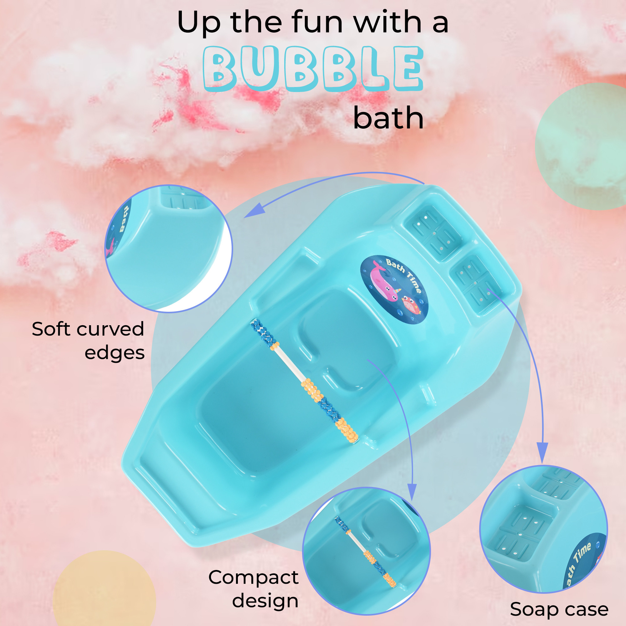 25 Ltr Plastic Bath Tub for Kids 0-3 Years  Bath Tub for New Born Baby  Bathing Tub Girls  Boys with Soap Tray  Water Tub for BabyInfants  Mini Swimming Pool for Kids  Blue
