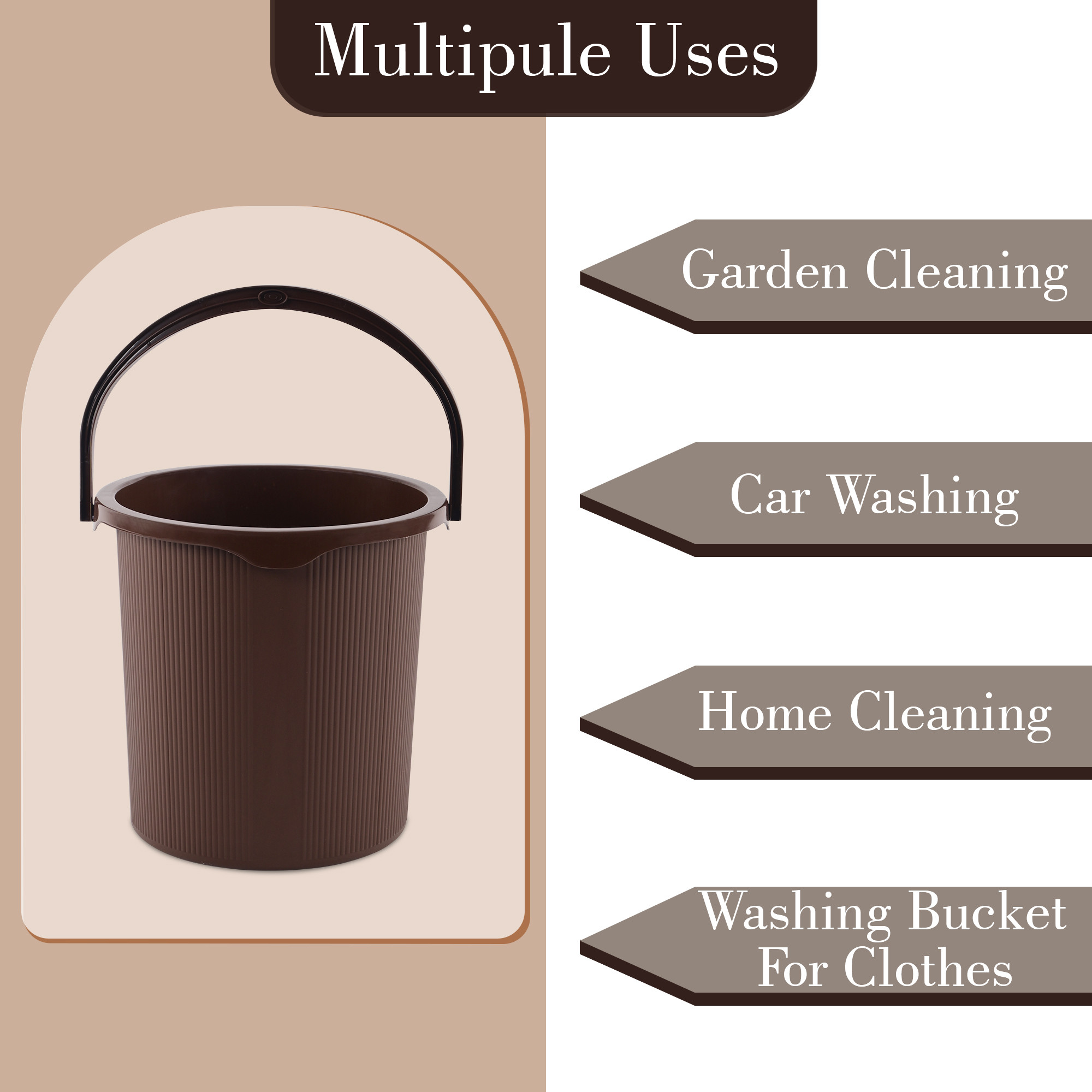 25 Ltr Plastic Bucket for Bathroom  Sturdy and Easy Grip Handle  Big Bucket for Bathing  Water Storage Bucket for Home  Bathroom BucketforShower  Magnite 25  Brown