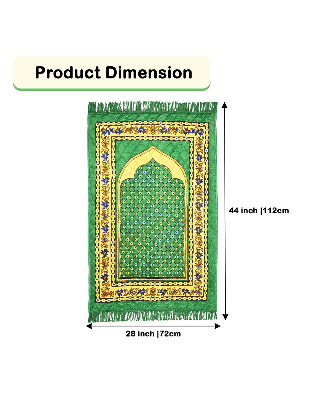 28x44 Inch Velvet JanamazMeditationPrayer Mat for Muslim Namaz  Soft  Foldable Mihrab Mark Islamic Prayer Rug  Green