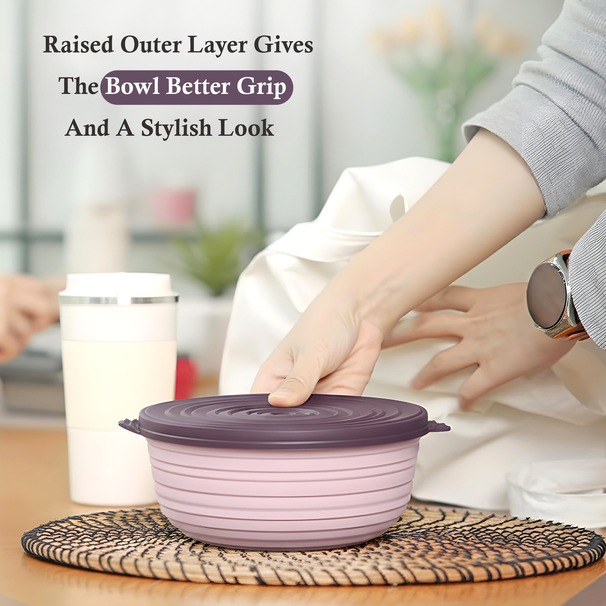 3 Pcs Multipurpose Storage Container Set  Capacity - 3000 1800 1000 ML  BPA-Free  Airtight Food Containers for Kitchen  Florence - Purple