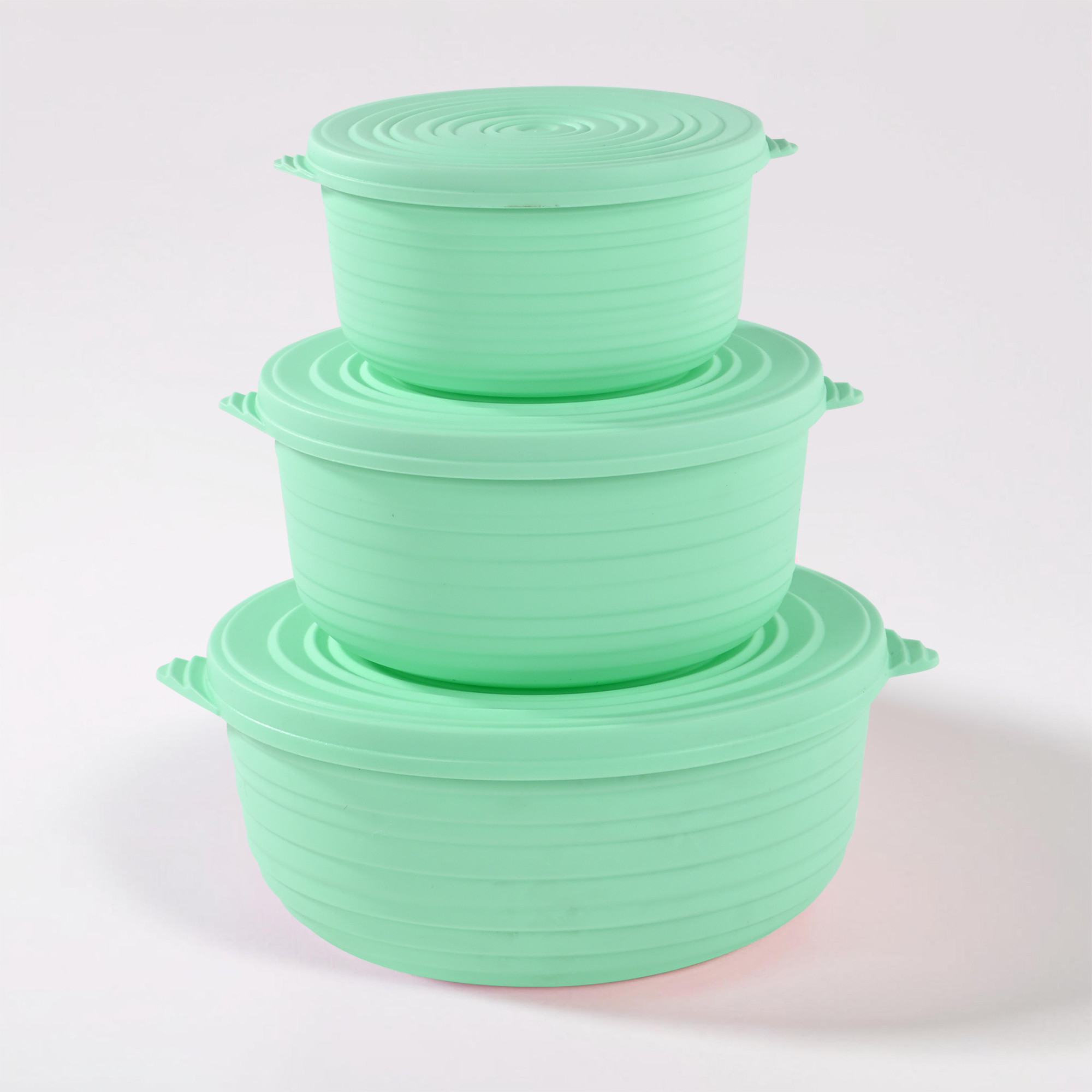 3 Pcs Multipurpose Storage Container Set  Capacity - 3000 1800 1000 ML  BPA-Free  Airtight Food Containers for Kitchen  Florence - Green