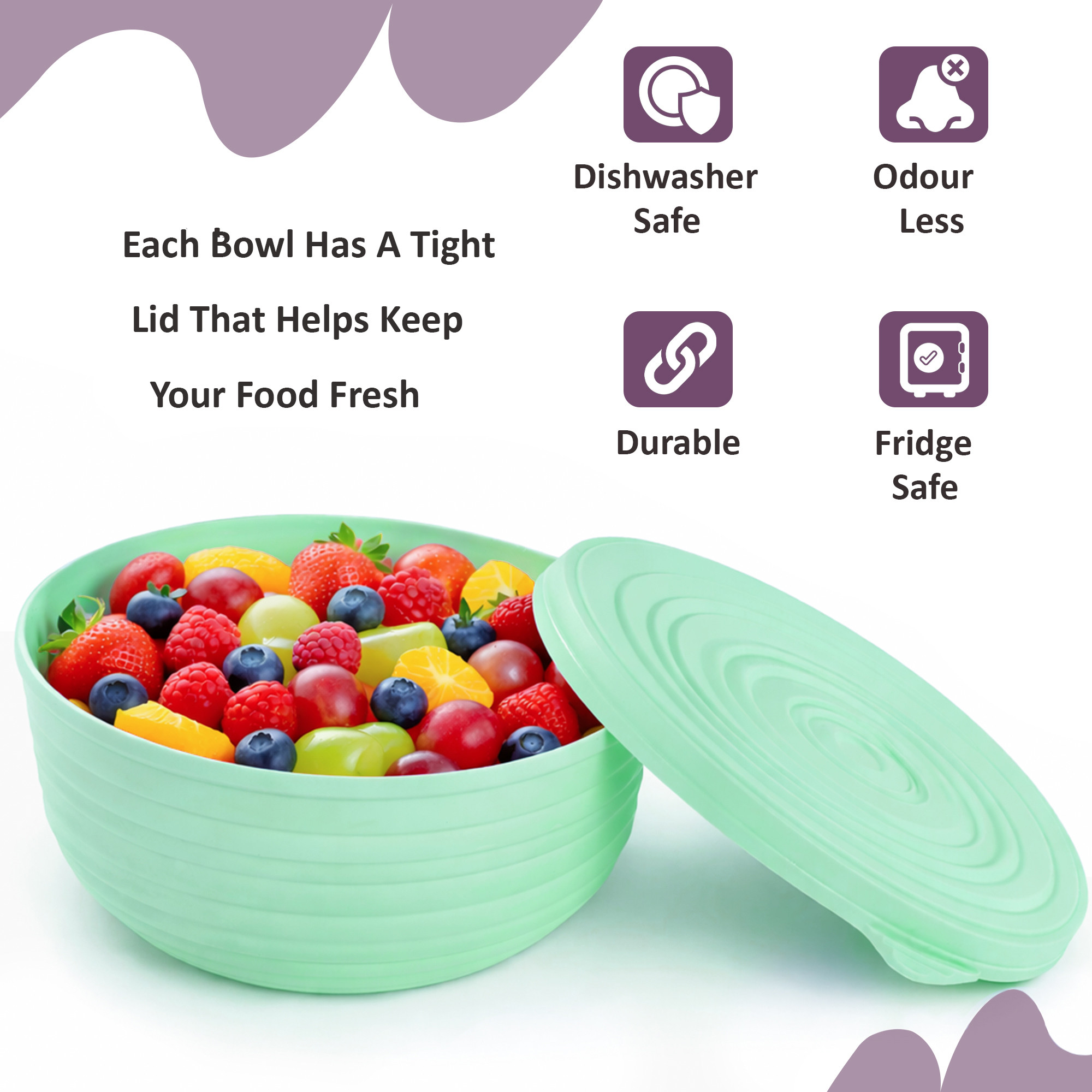 3 Pcs Multipurpose Storage Container Set  Capacity - 3000 1800 1000 ML  BPA-Free  Airtight Food Containers for Kitchen  Florence - Green