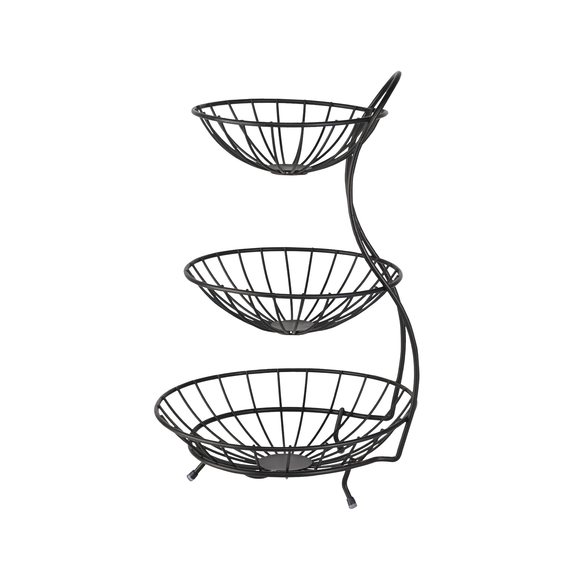 3 Tier Metal Fruits and Vegetable Stand for Kitchen Counter  Countertop Fruit Basket Rack for Dining Table  Pantry Storage  Black