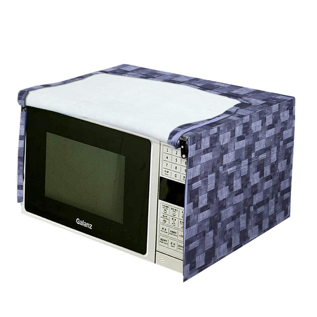 3D Checkered Design PVC Microwave Oven Full Closure Cover for 30 Litre Grey
