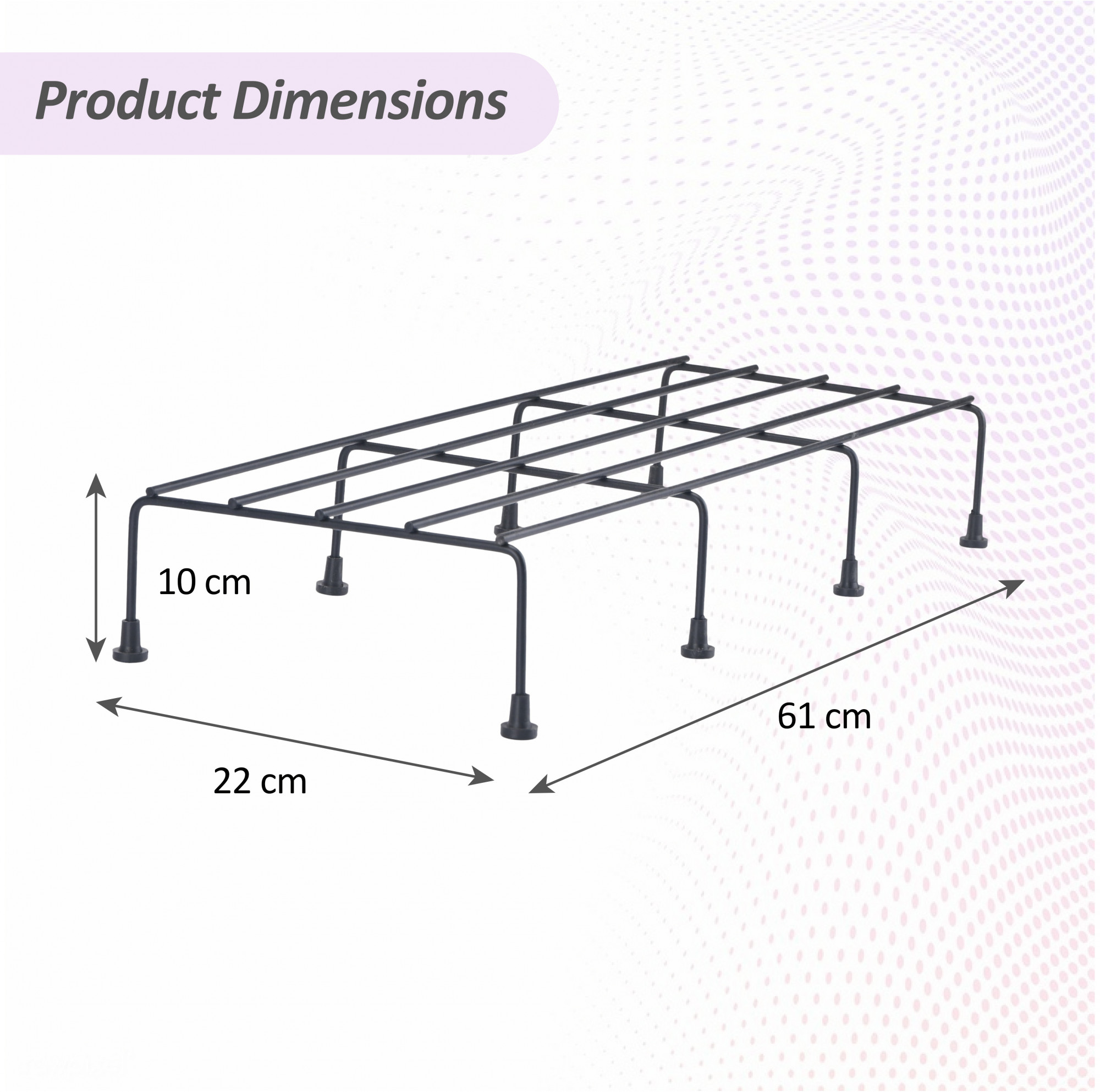 4 Pcs Metal 24-Inch Planter Stand with Non-Bendable Legs for Living Room  Holds 80 KG  Rectangular Pot Stands for Indoor  Outdoor  Black