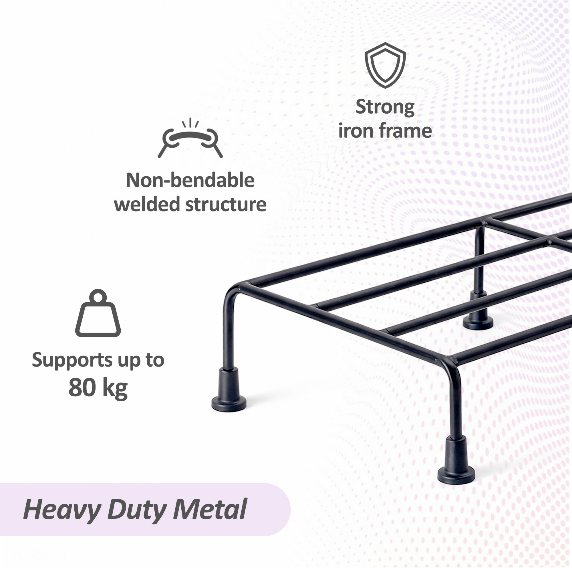 4 Pcs Metal 24-Inch Planter Stand with Non-Bendable Legs for Living Room  Holds 80 KG  Rectangular Pot Stands for Indoor  Outdoor  Black