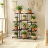 4 Tier Planter Stand Rustproof for Home Decor | 9 Seperated Shelf for Living Room, Balcony Garden Indoor Plants &amp; Outdoor | Black