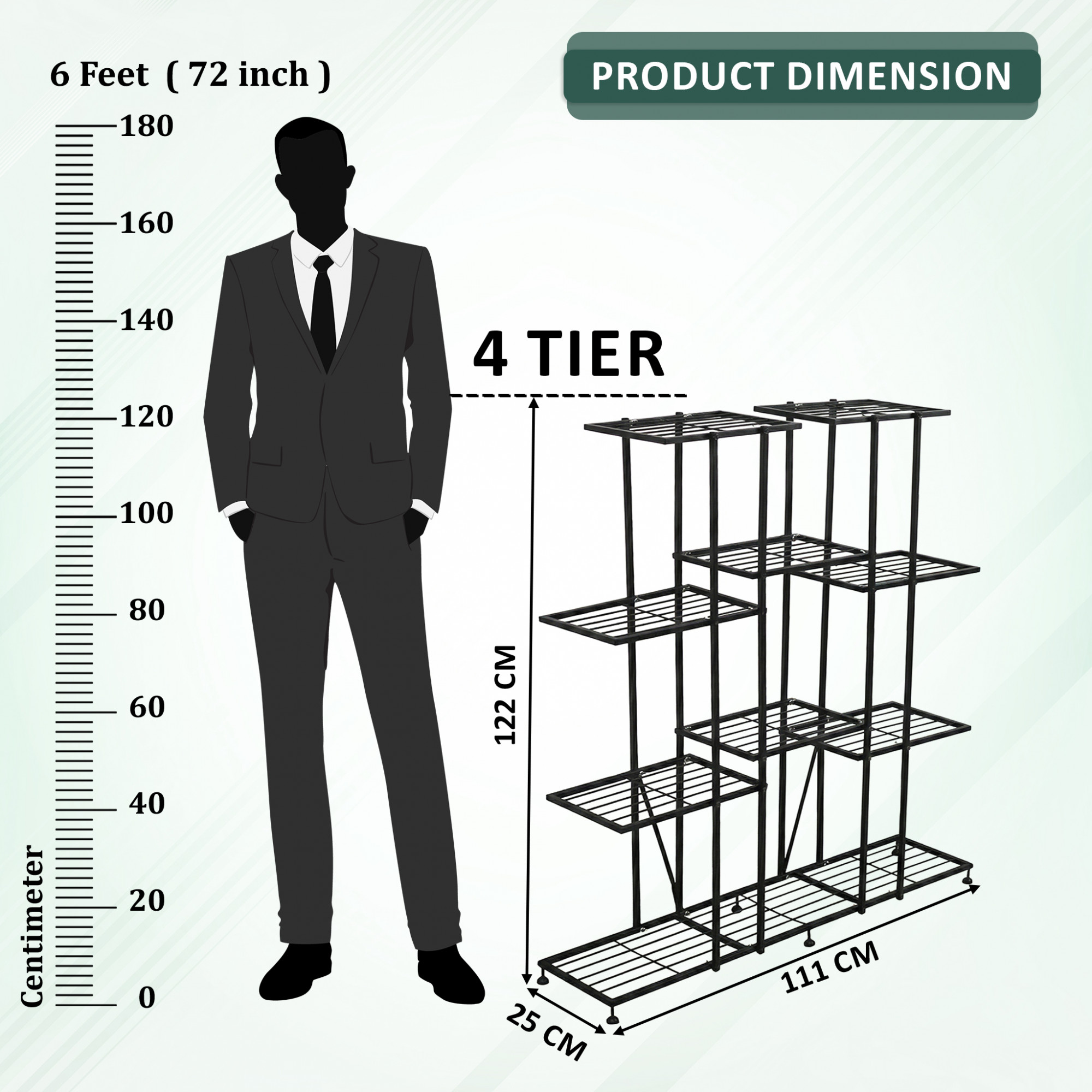 4 Tier Planter Stand Rustproof for Home Decor  9 Seperated Shelf for Living Room Balcony Garden Indoor Plants  Outdoor  Black