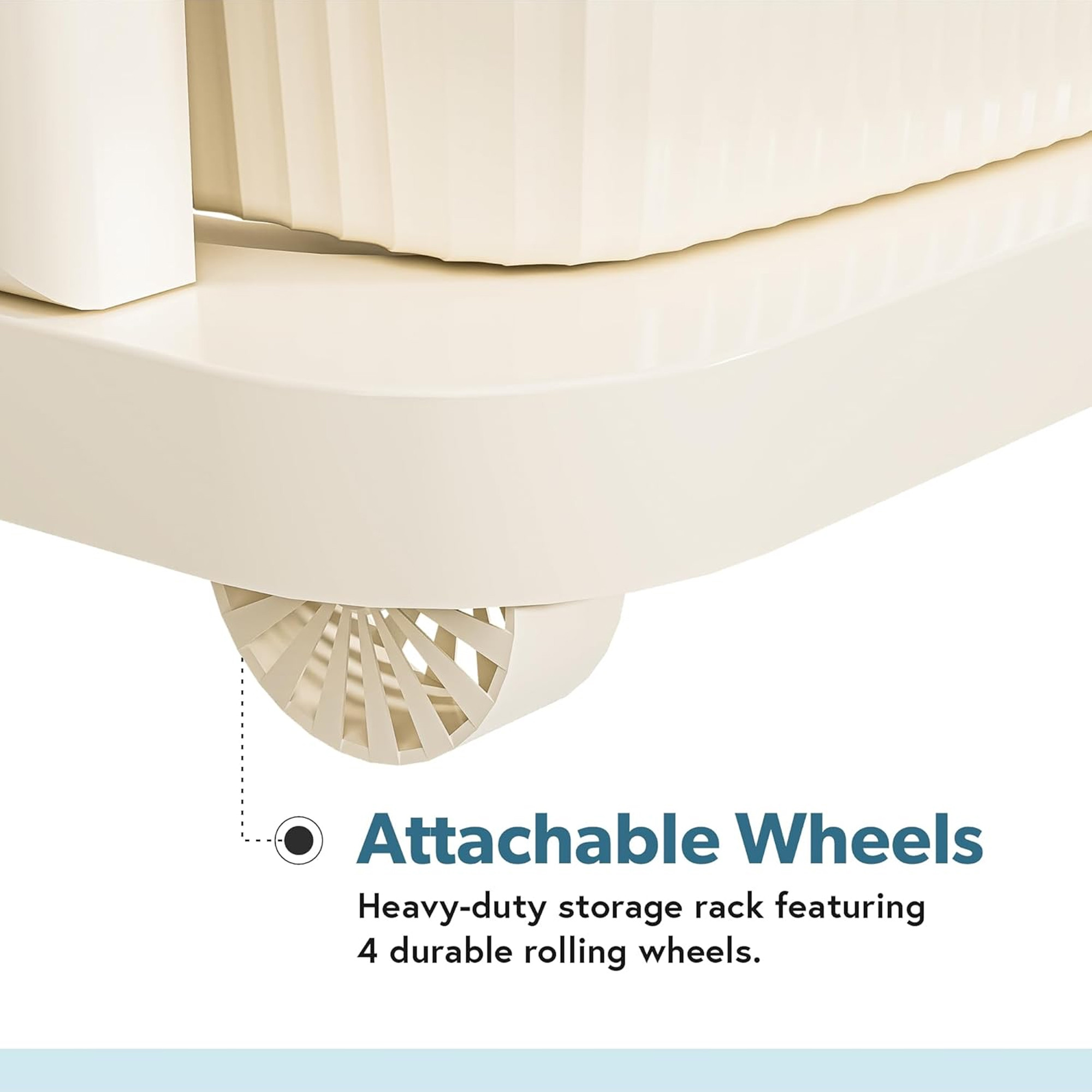 4 Tier Plastic Storage Drawer Cabinet with Side BasketHooksIntegrated Handle  Smooth Wheels  Modular System Rack for Storage in Home  Ivory