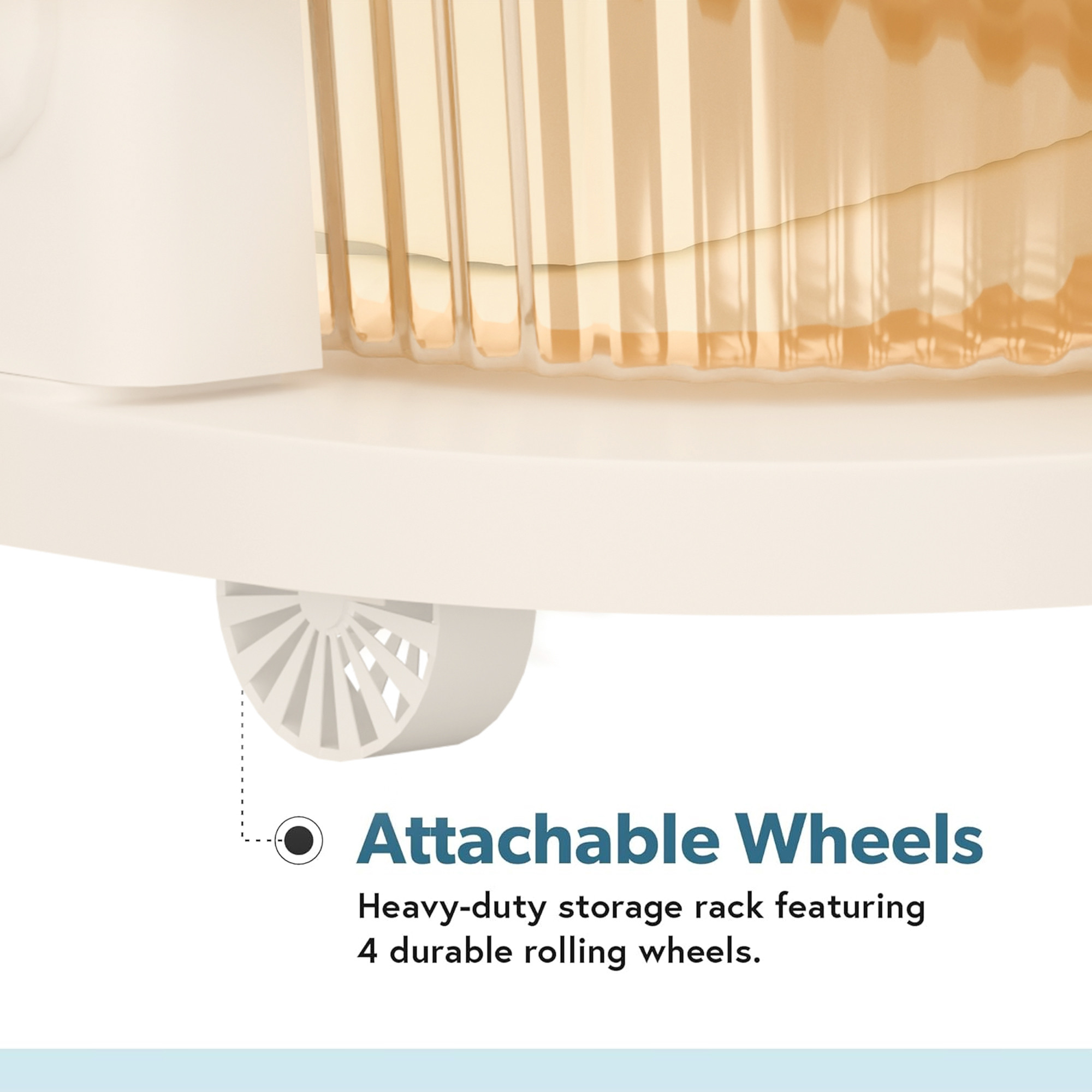 4 Tier Plastic Storage Drawer Cabinet with Side BasketHooksIntegrated Handle  Smooth Wheels  Modular System Rack for Storage in Home  Ivory  Golden