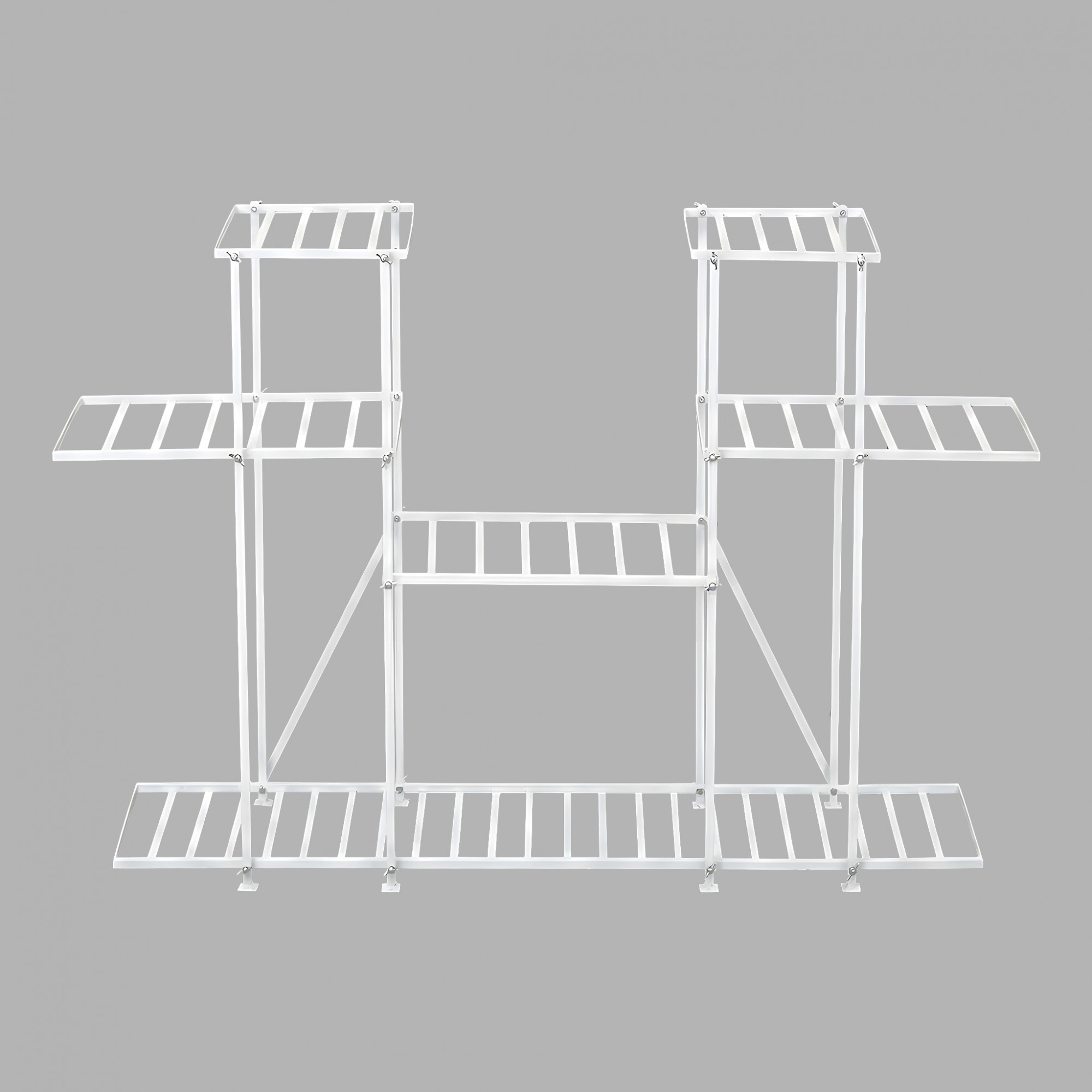 4 Tiered Metal Plant Stand for Indoor  Outdoor  Large Metal Planter 6 Seperated Shelf for Living Room  Home decor  White