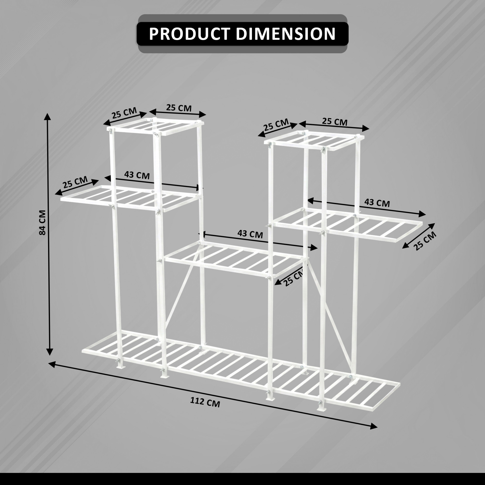 4 Tiered Metal Plant Stand for Indoor  Outdoor  Large Metal Planter 6 Seperated Shelf for Living Room  Home decor  White