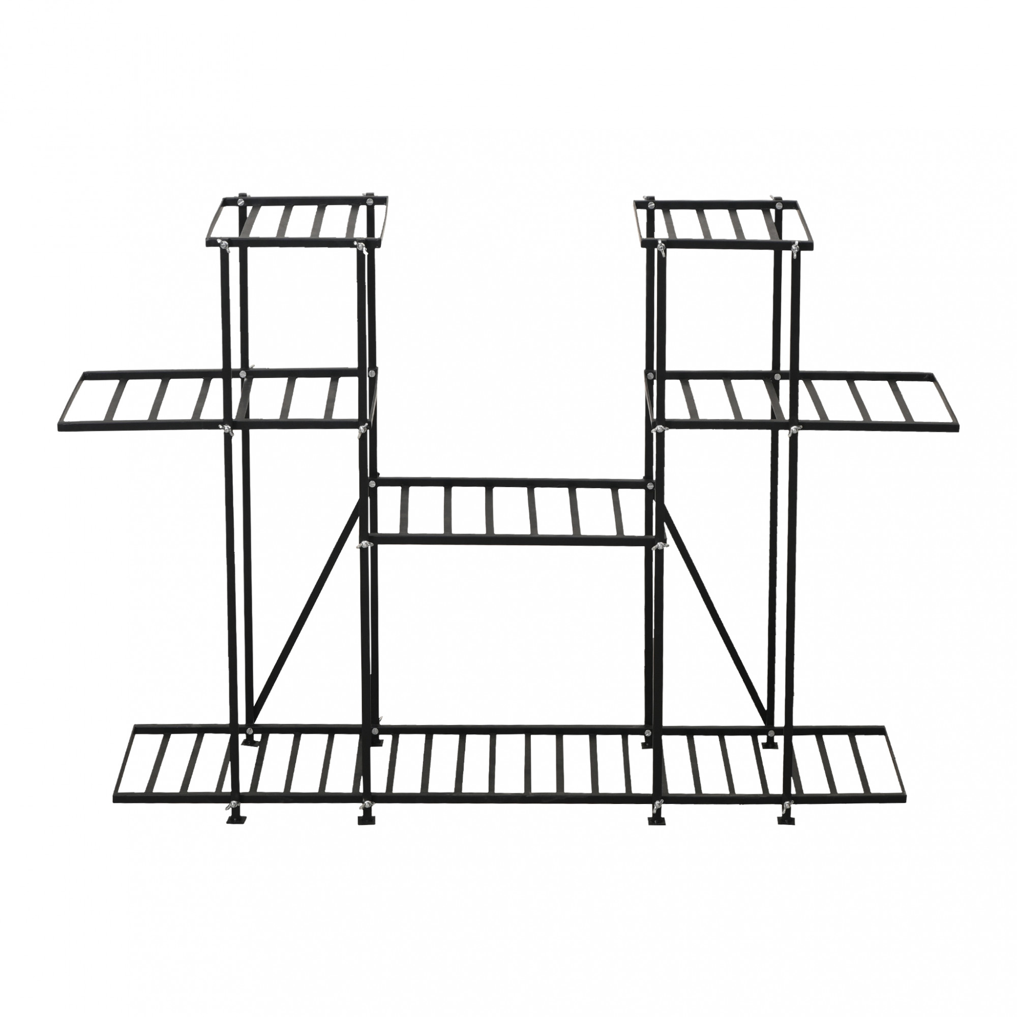 4 Tiered Metal Plant Stand for Indoor  Outdoor  Large Metal Planter 6 Seperated Shelf for Living Room  Home decor  Black