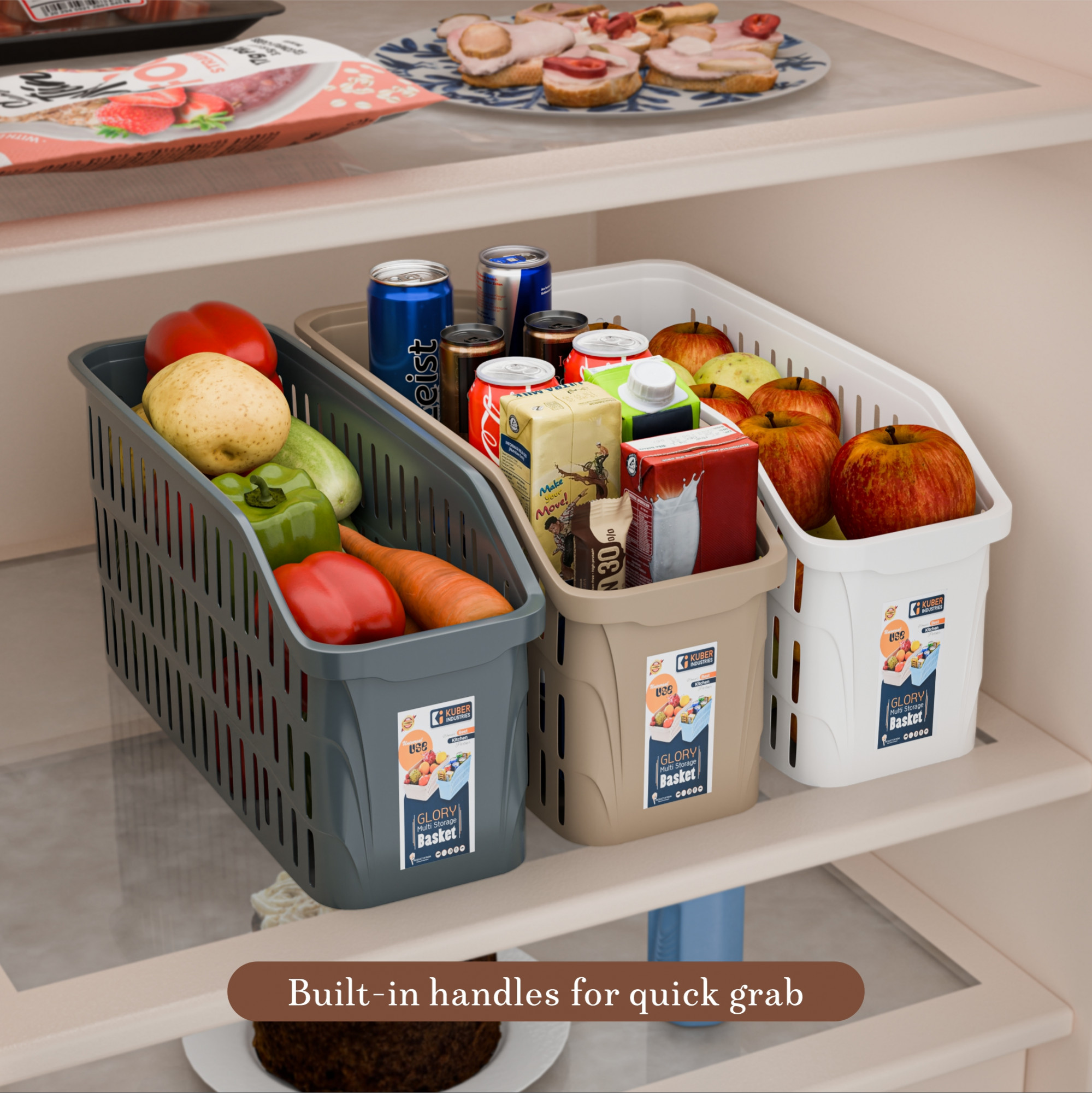 4000 ML Set of 3 Bpa Free Plastic Bathroom Basket for Toiletries  Multipurpose Storage Tray for Makeup  Stationery Items  White Grey  Beige