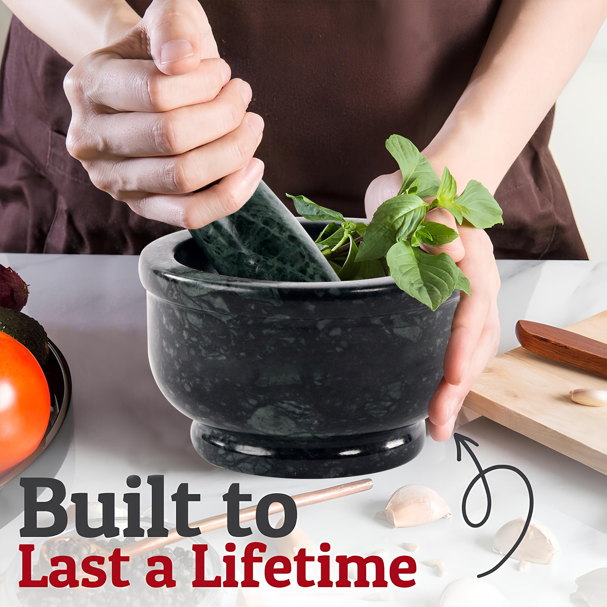 5 Inch Marble Granite Imam Dasta  Mortar and Pestle Set  Spice Medicine Grinder Masher  Mixer and Grinder Set for Kitchen  Okhli And MusalKharal Ideal for Hand Grinder  Green