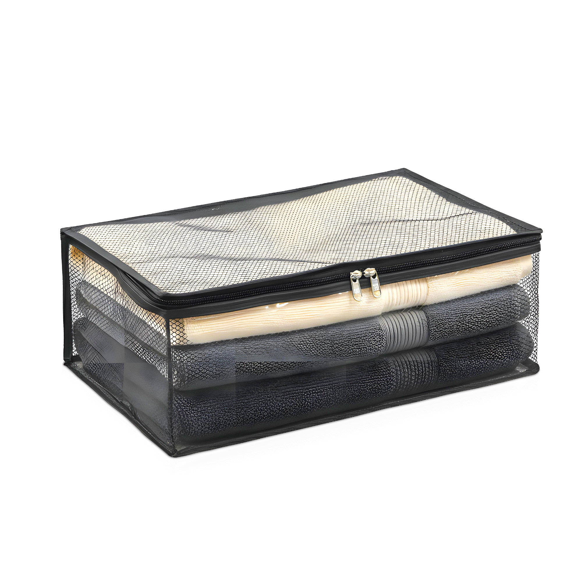 6 Inch PVC Saree  Garment Storage Bag with Zipper  Cloth Organizer for Blouses Petticoats Towels Kidswear  Black