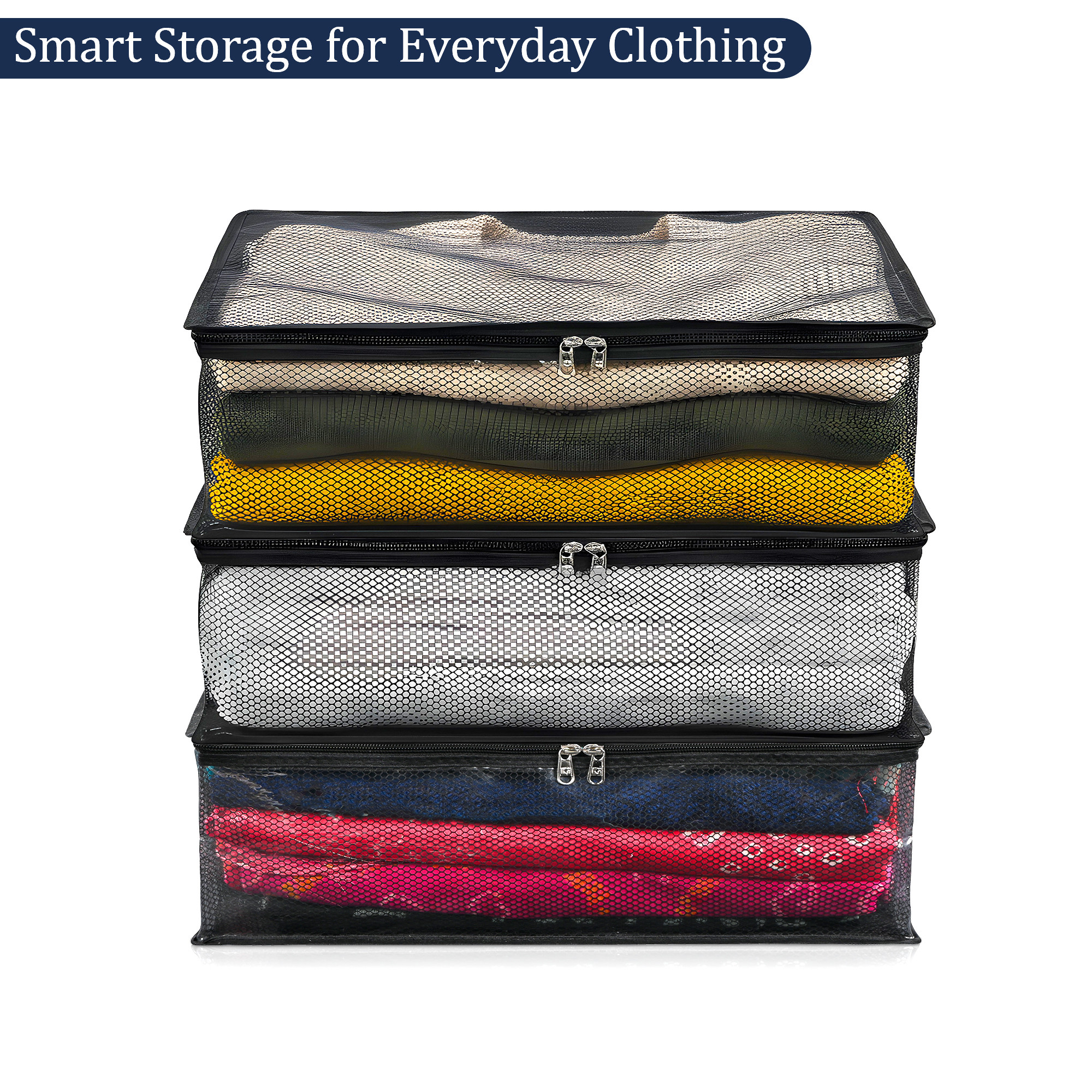 6 Inch PVC Saree  Garment Storage Bag with Zipper  Cloth Organizer for Blouses Petticoats Towels Kidswear  Black