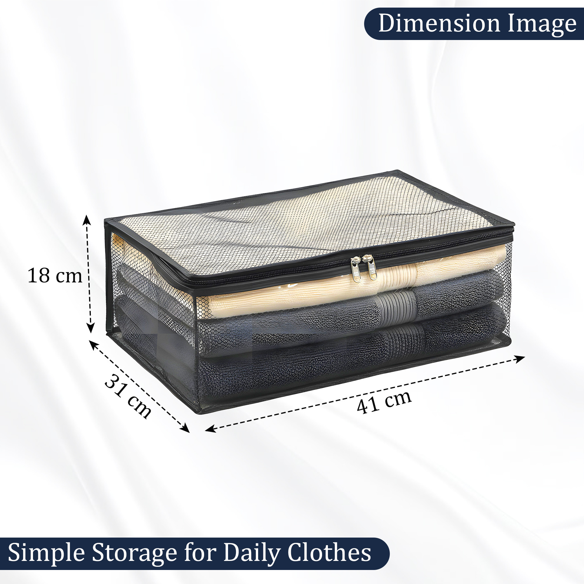 6 Inch PVC Saree  Garment Storage Bag with Zipper  Cloth Organizer for Blouses Petticoats Towels Kidswear  Black