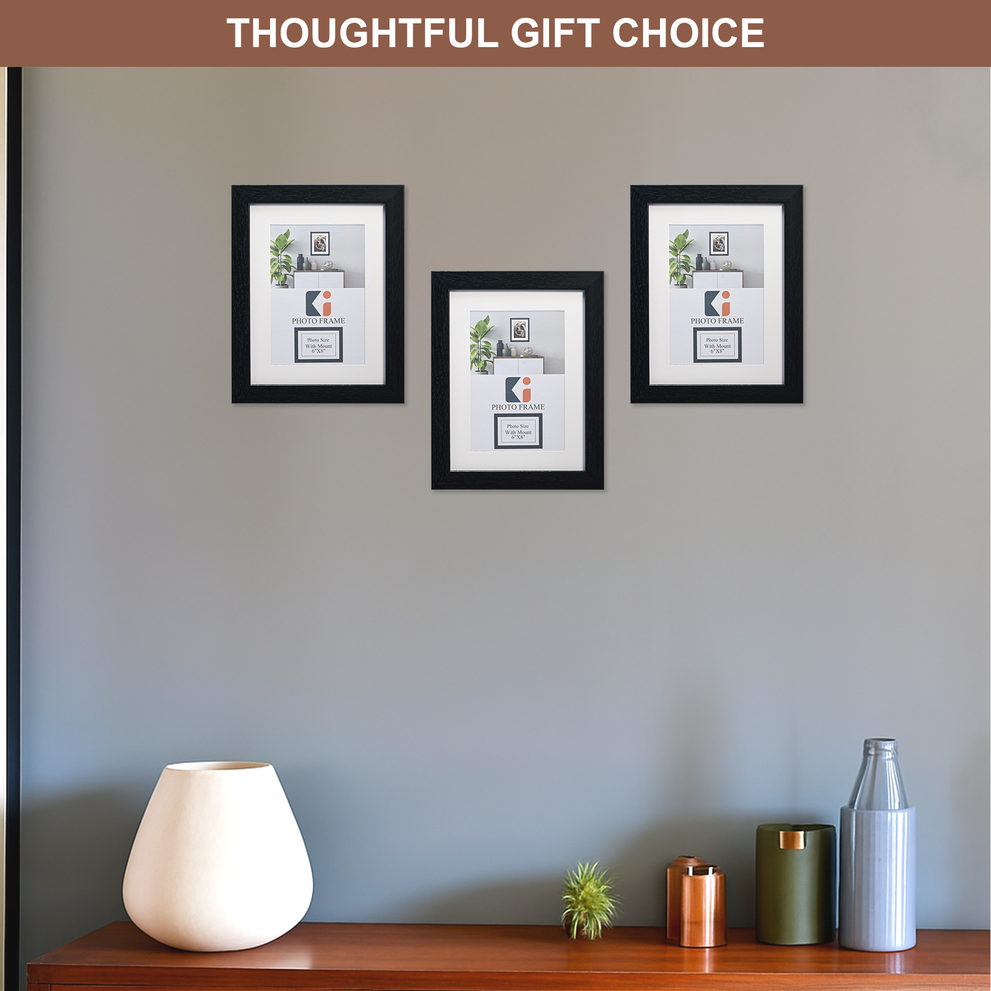 6 x 8 Inches Medium Photo Frame Set of 5  Plexi Glass  Black Frames for Hanging Wall Decor  Photoframe for Living Room Bedroom Wall Home and Office Decor