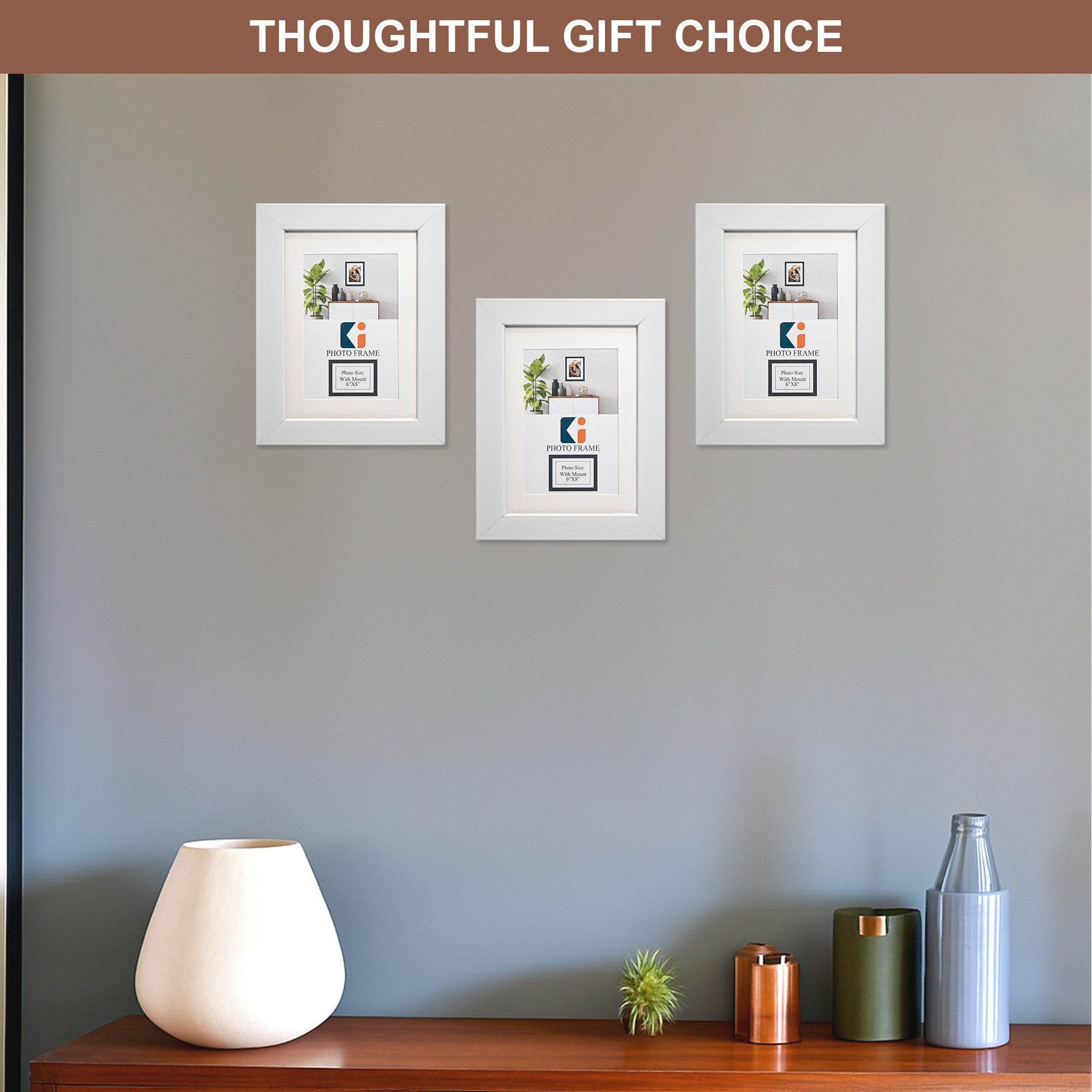 6 x 8 Inches Medium Photo Frame Set of 6  Plexi Glass  White Photo Frame for Hanging Wall Decor  Photoframe for Living Room Bedroom Wall Home and Office Decor
