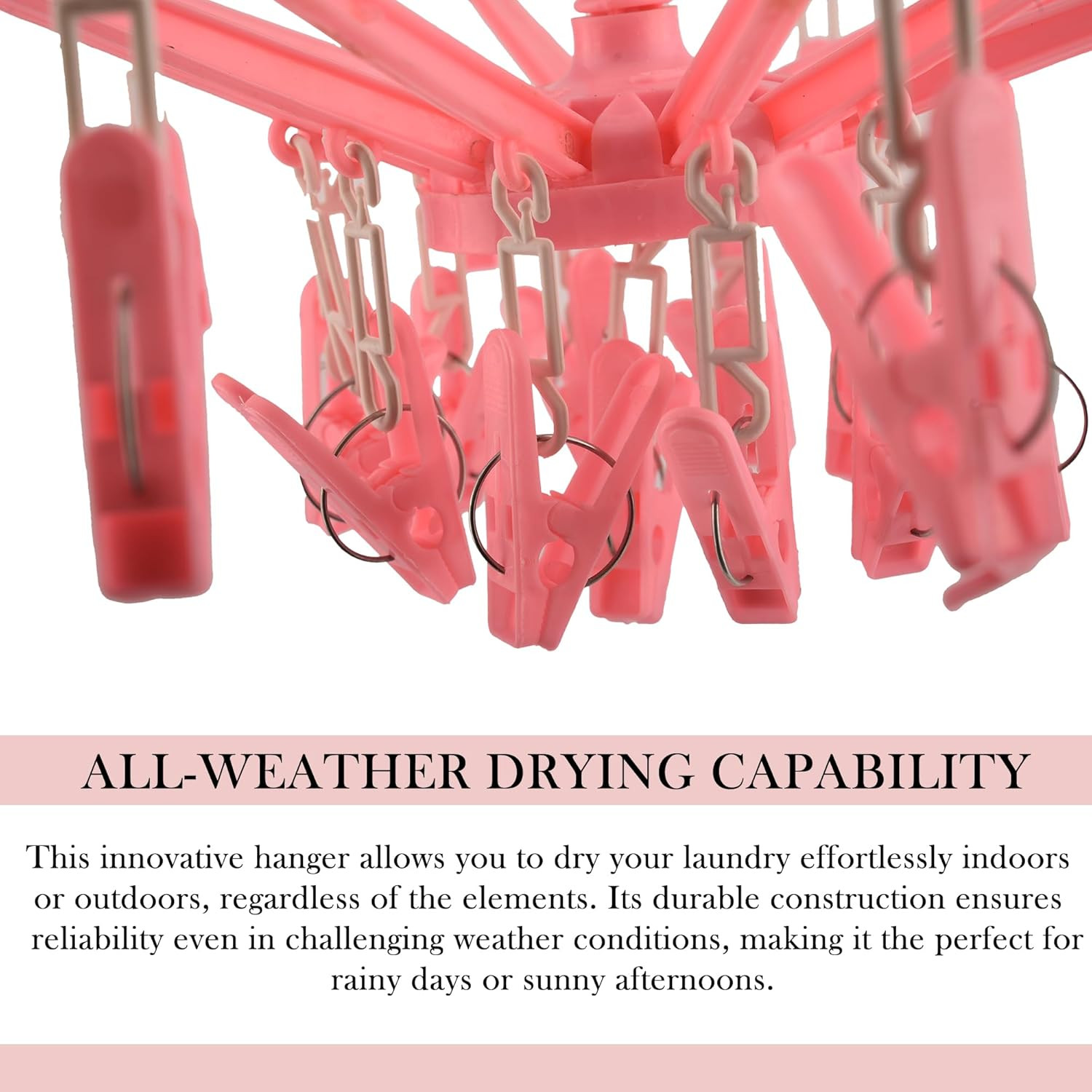 Cloth Drying Hanger  360 Cloth Drying Stand  Baby Cloth Drying Pegs  24 Clips Clothes Hanger for Socks Bras Underwear  Towels  Folding Cloth Drying Clips  Pink