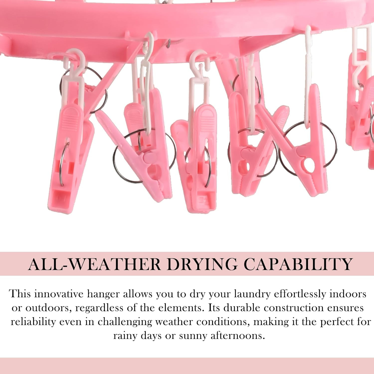 Cloth Drying Hanger  360 Cloth Drying Stand  Baby Cloth Drying Pegs  16 Clips Clothes Hanger for Socks Bras Underwear  Towels  Round Cloth Drying Clips  Pink