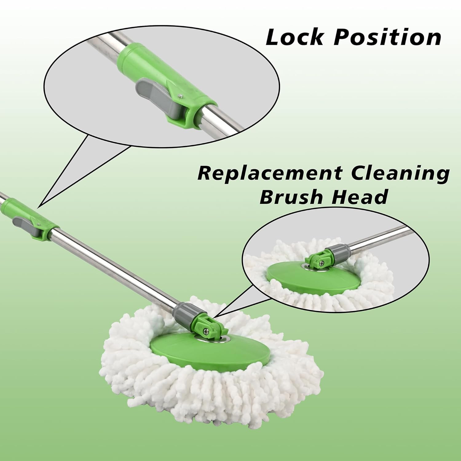 Plastic Spin Mop with Stainless Steel Wringer  Big Bucket Moppers for Cleaning Floor 2 Refills  360 Floor Cleaner Mopping Set for Home  Office  Pocha Stick - Green